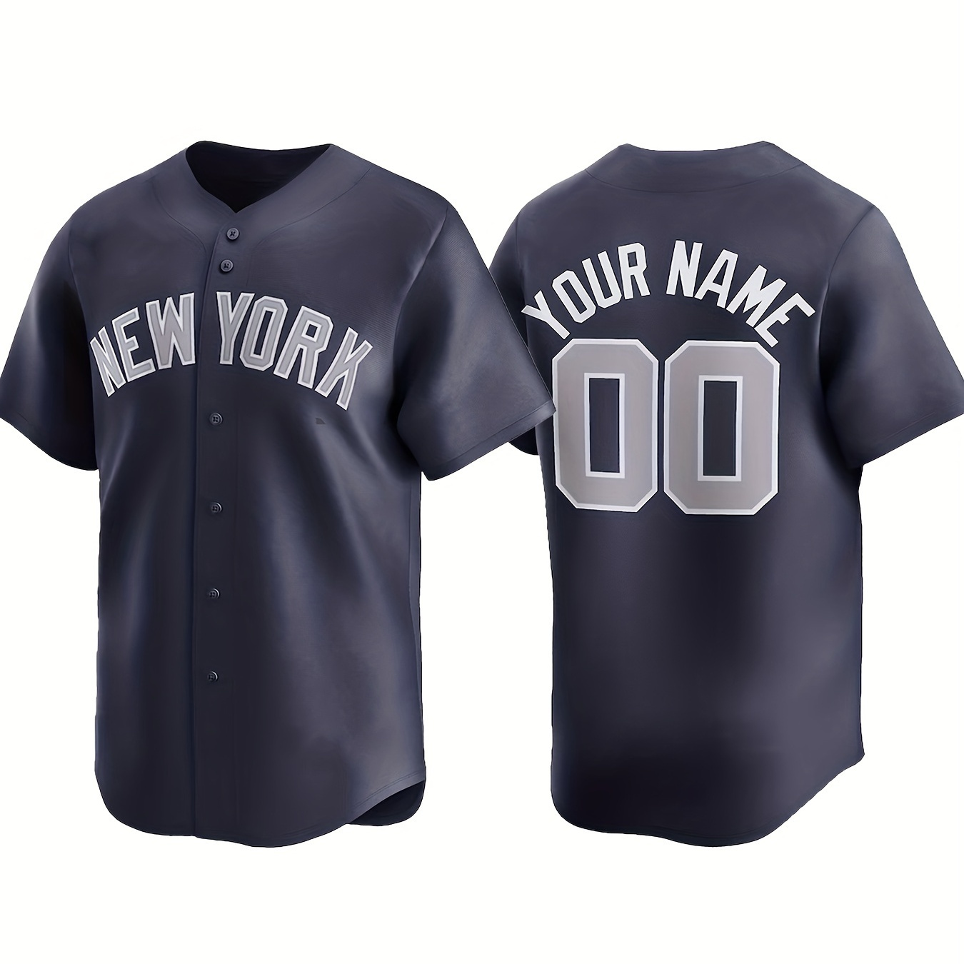 

Men's Personalized Custom Name And Number Baseball Jersey Shirt, New York Comfortable Fit Breathable Sportswear, Personalized Party Training Match Clothing