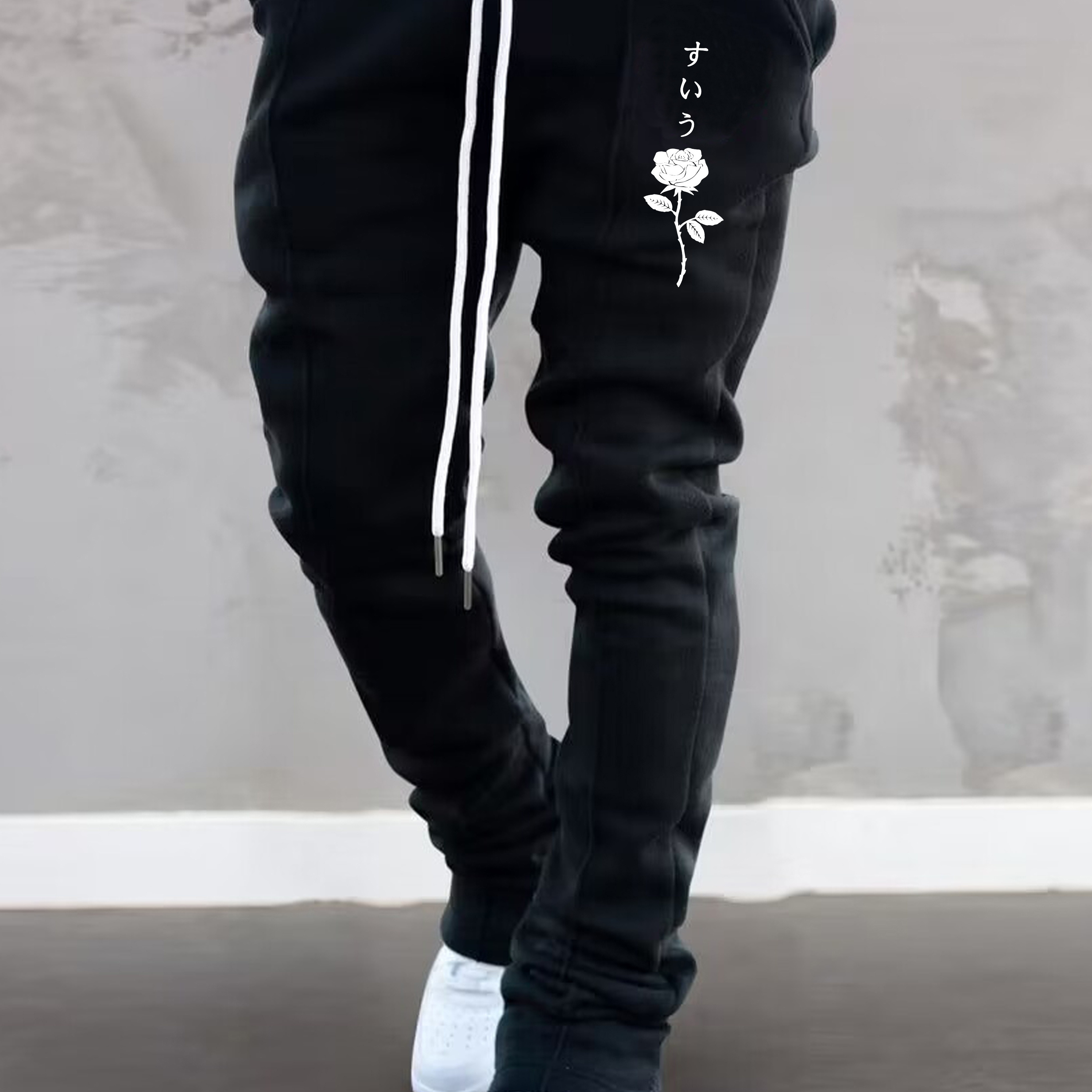 

Men's Rose Pattern Trendy Hip-hop Style Thin Pants For Spring/fall