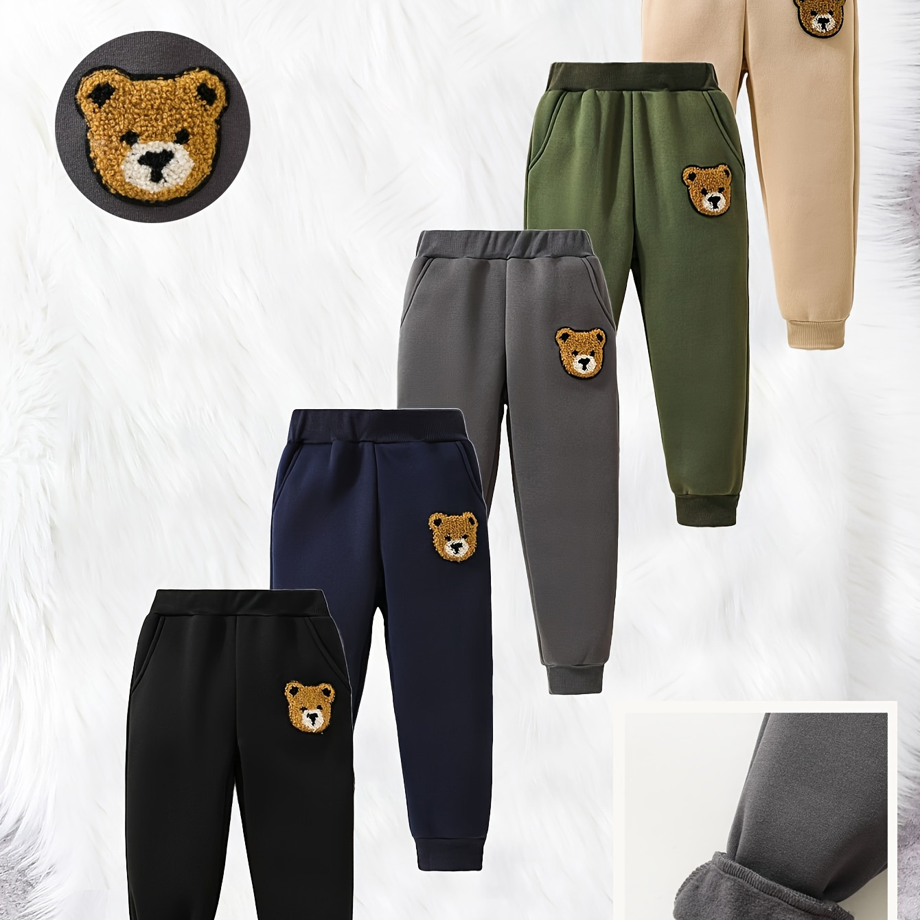 

5pcs- Winter Style Boys Casual Extra- Fleece Trousers