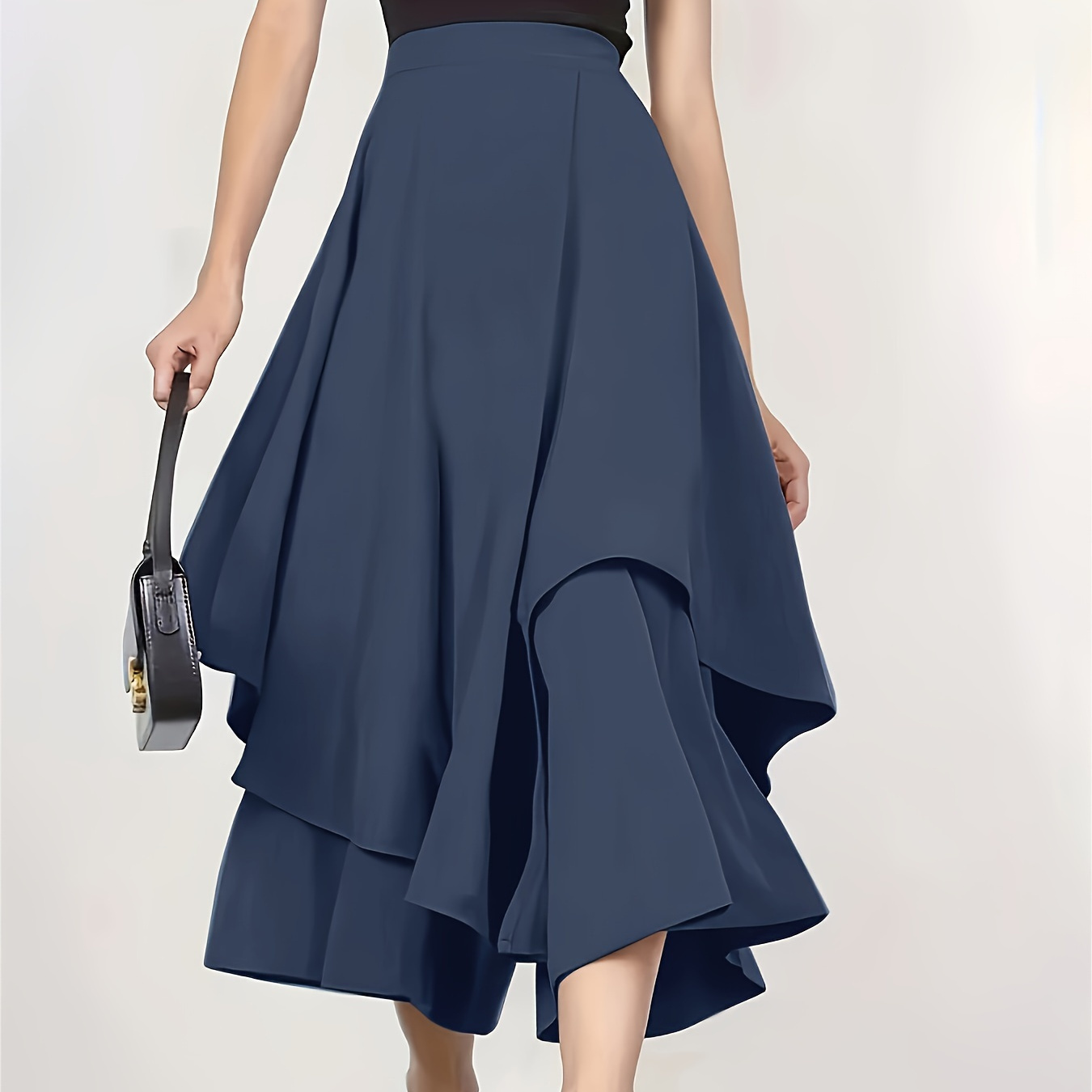 

Asymmetrical Hem High Waist Skirt, Elegant Loose Skirt For Spring & Summer, Women's Clothing
