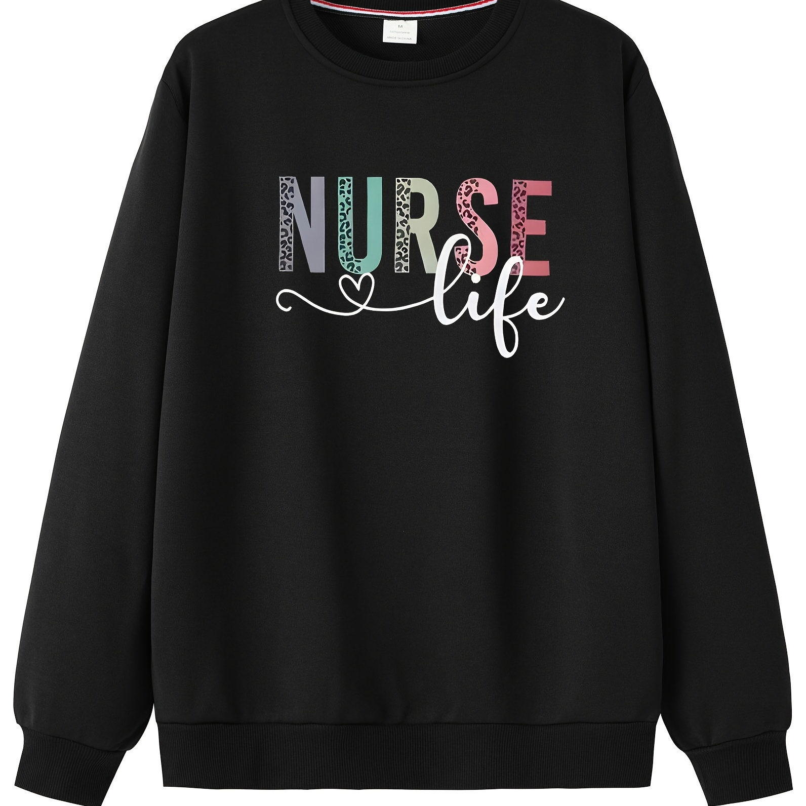 

Nurse Life Print, Sweatshirt With Long Sleeves, Men's Creative Slightly Flex Crew Neck Pullover For Spring Fall And Winter