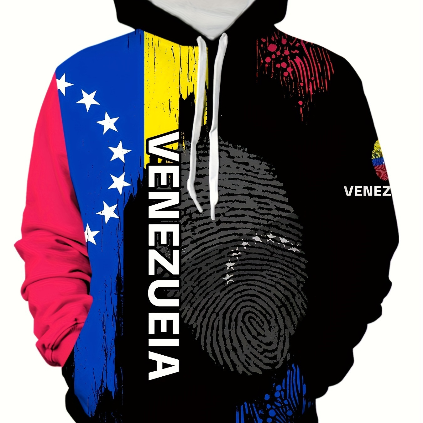 

Venezuela Flag & Baseball Player Silhouette Hoodie - Men's Polyester 3d Print Hooded Sweatshirt, Long Sleeve Casual Pullover, Slight Stretch, Knit Fabric For Spring/autumn