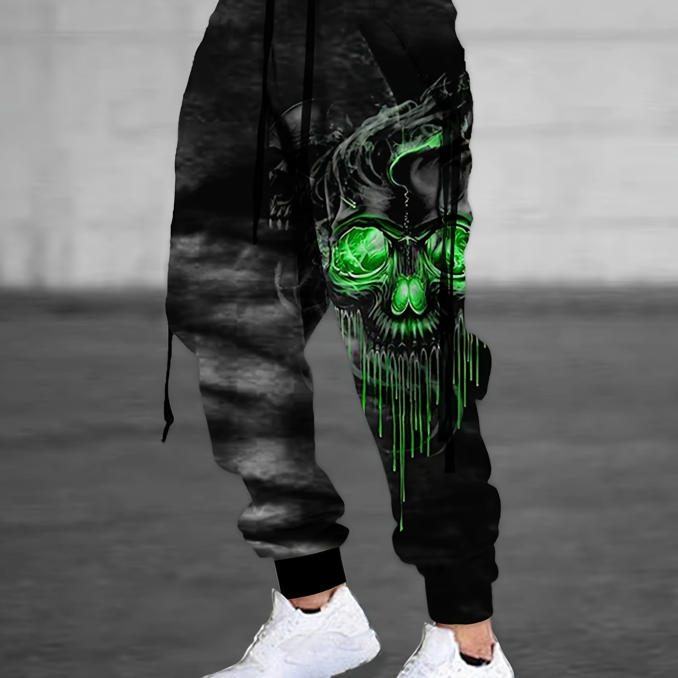 

Men's Halloween Skull Print Joggers, Casual Stretch Breathable Sports Pants