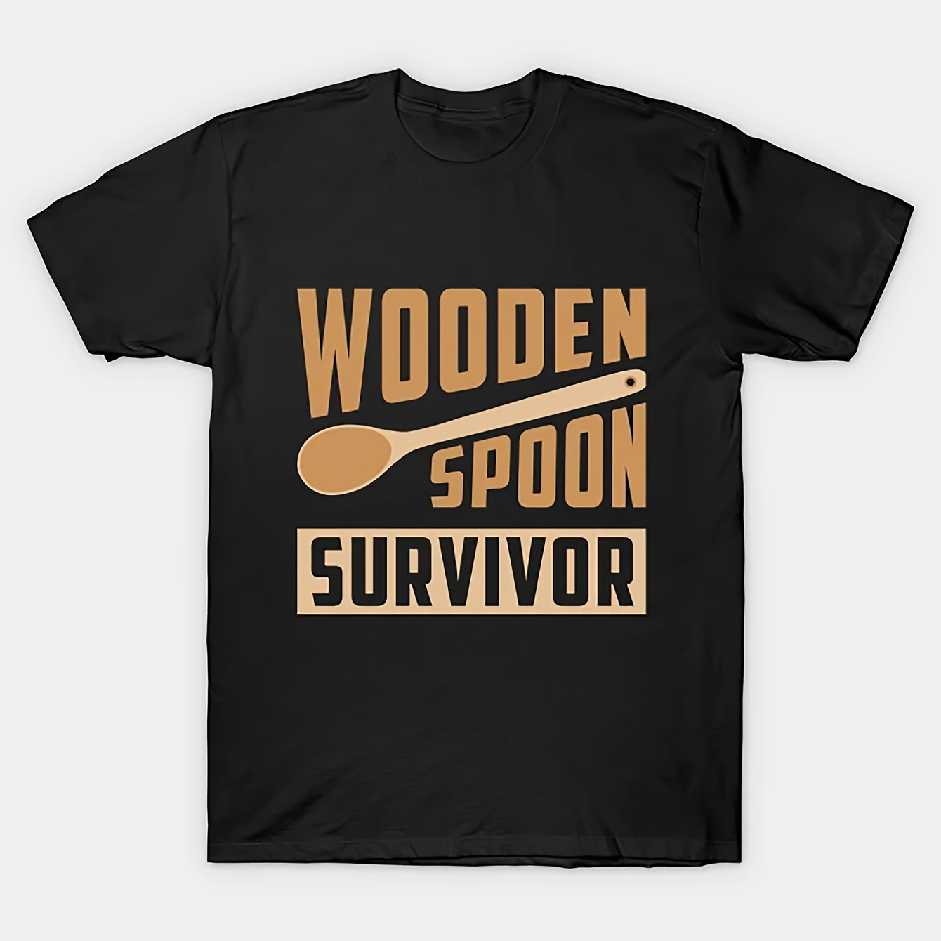 

Wooden Spoon Survivor T-shirt, Men's Crew Neck Short Sleeve Tee Fashion Regular Fit T-shirt, Casual Comfy Breathable Top For Spring Summer Holiday Leisure Vacation Men's Clothing As Gift