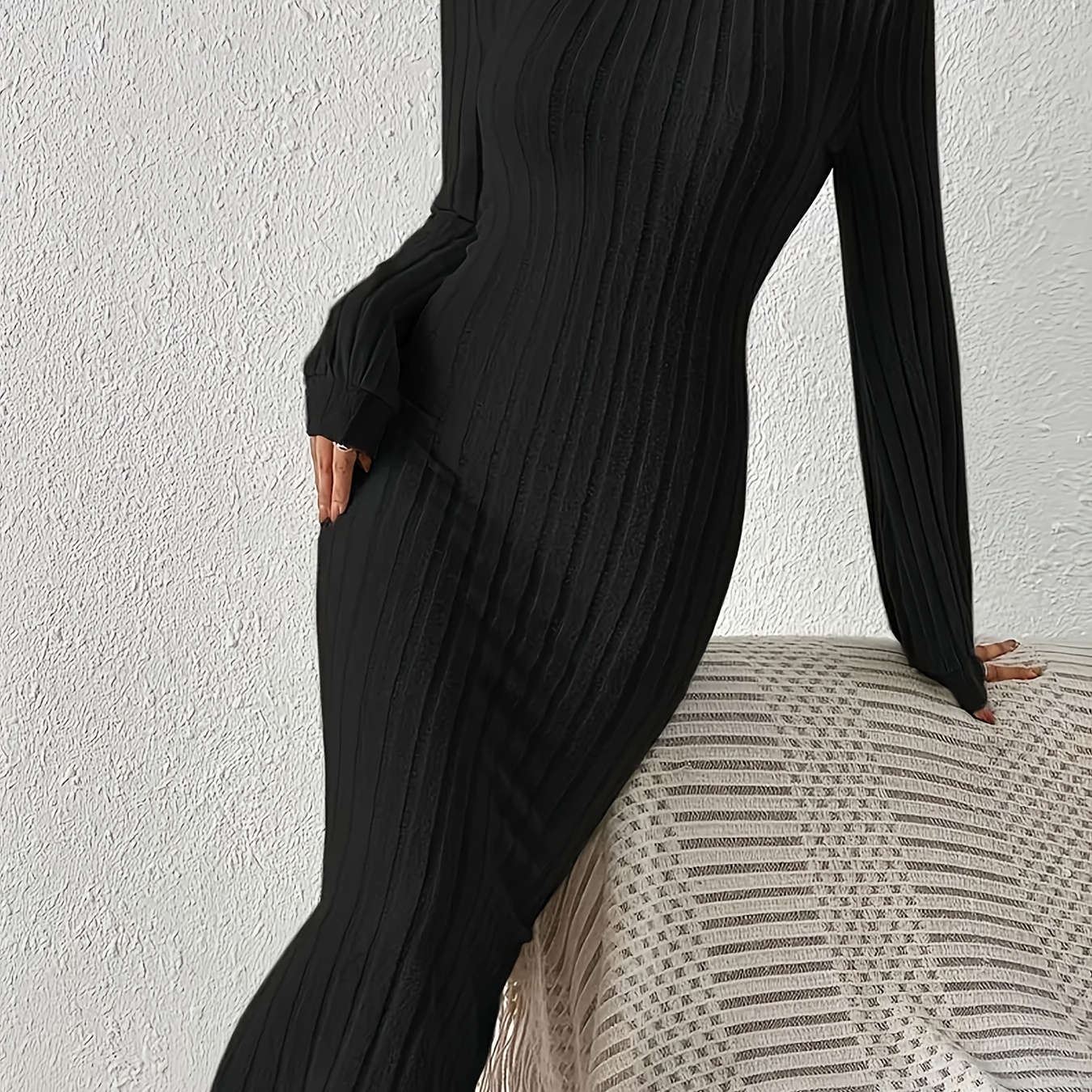 

Elegant Long Sleeve Turtleneck Bodycon Dress - Stretchy Polyester & Spandex , Machine Washable - Spring/fall