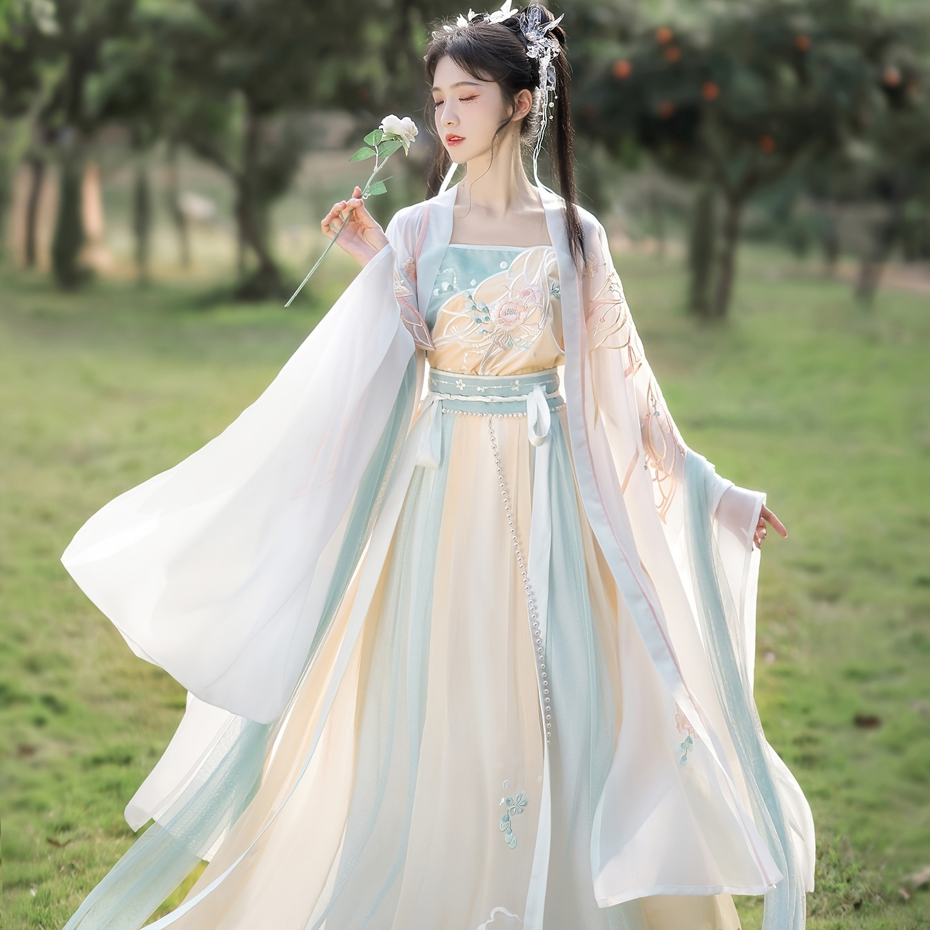 Large Sleeve Top Pleated Skirt Hanfu Set Ancient Chinese Traditional ...