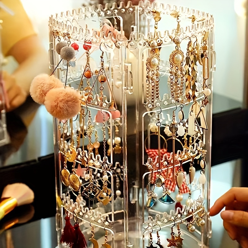 Rotating Jewelry Display Rack, Earring Storage Holder, Ear Clip Ear Stud  Earring Holder, Dustproof Portable Jewelry Box, Household Multifunctional  Jewelry Storage Rack - Temu Japan