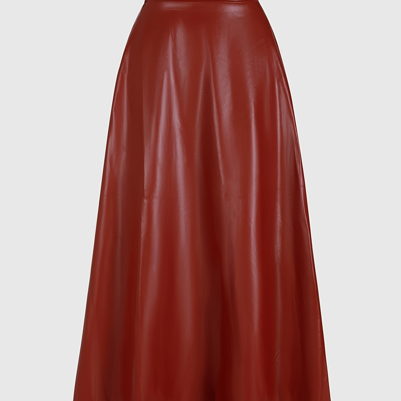 

Faux Leather High Waist Skirt, Striking A-line Skirt For Spring & Summer, Women's Clothing