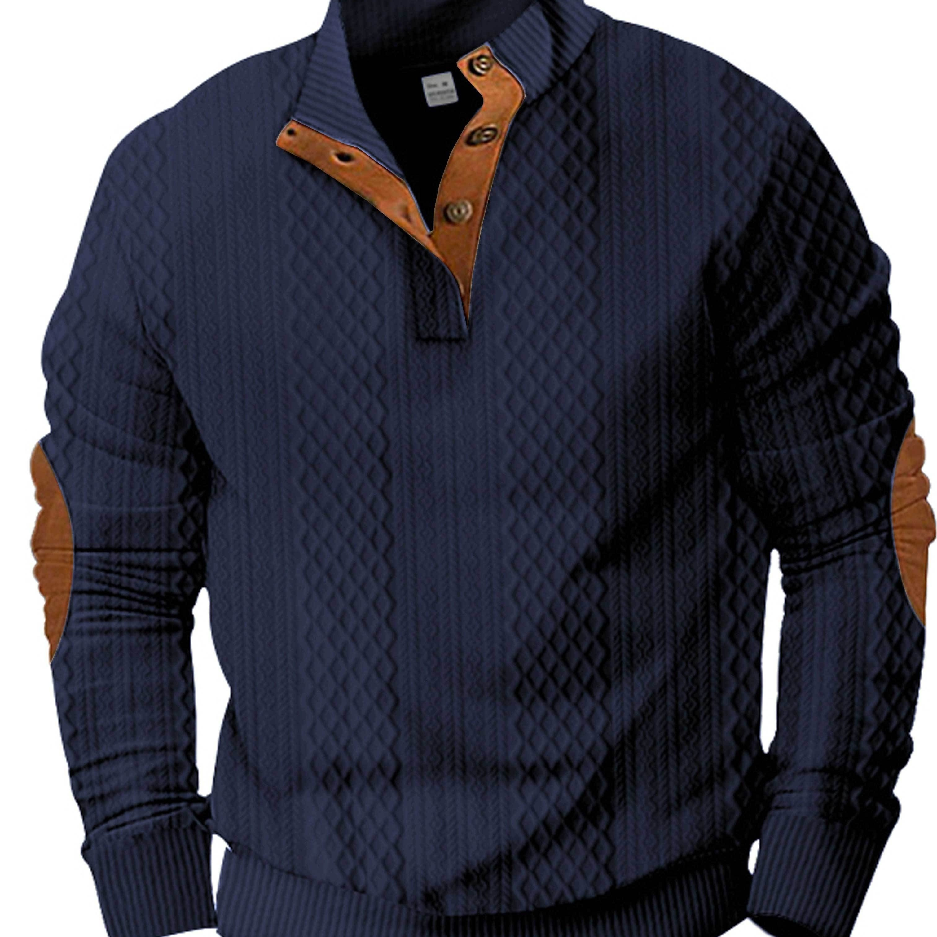 

Chemise Tricotée Décontractée à Manches Longues pour Homme avec Col - Polyester Respirant, Boutonnée, Parfaite pour /Automne, Style Européen et Américain, à Carreaux