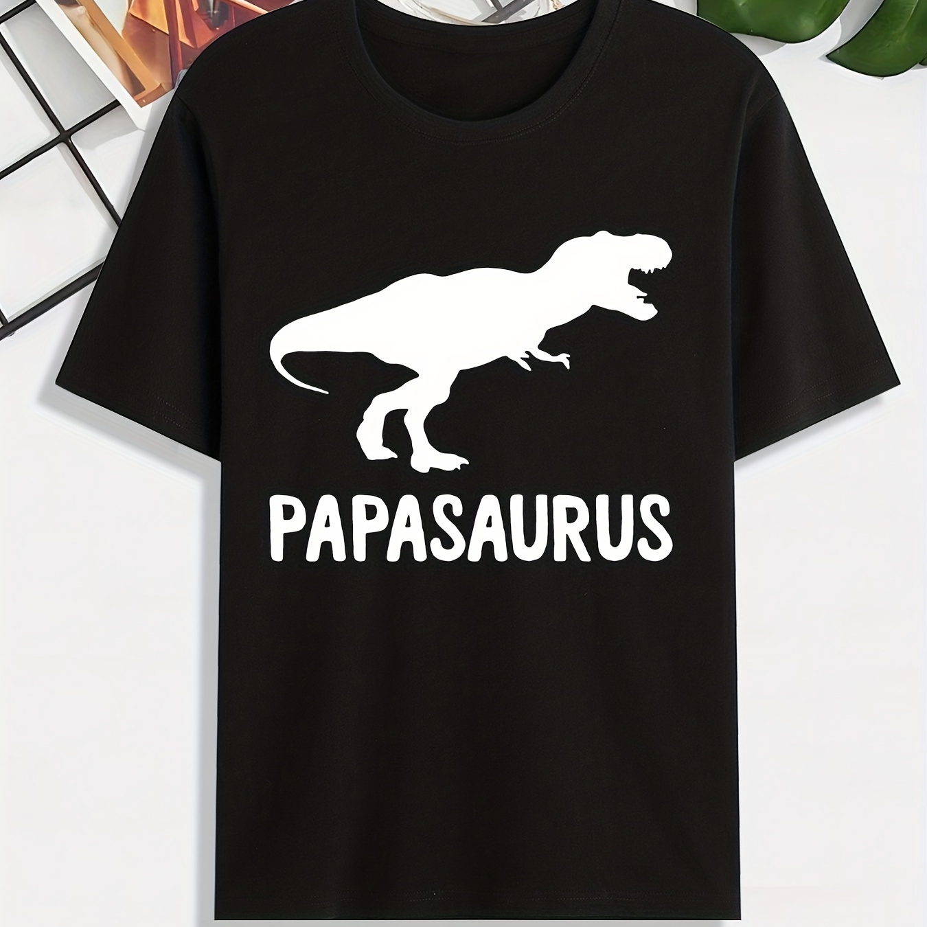 

Dinosaur Print, Men's Summer Graphic T-shirt, Casual Comfy Tees