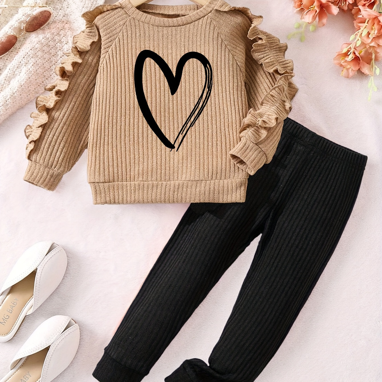 

1 Set 's Long-sleeve Sweatshirt Top + Jogger Pants - & Fall Outfit, As