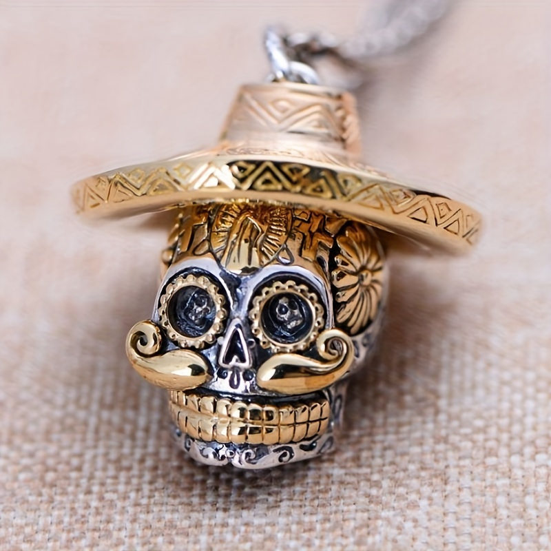 

Men Necklace Gothic Creative Design Detachable Skull Pendant Necklace For Men, Personality Multi-element Religious Pendant, Jewelry Accessories