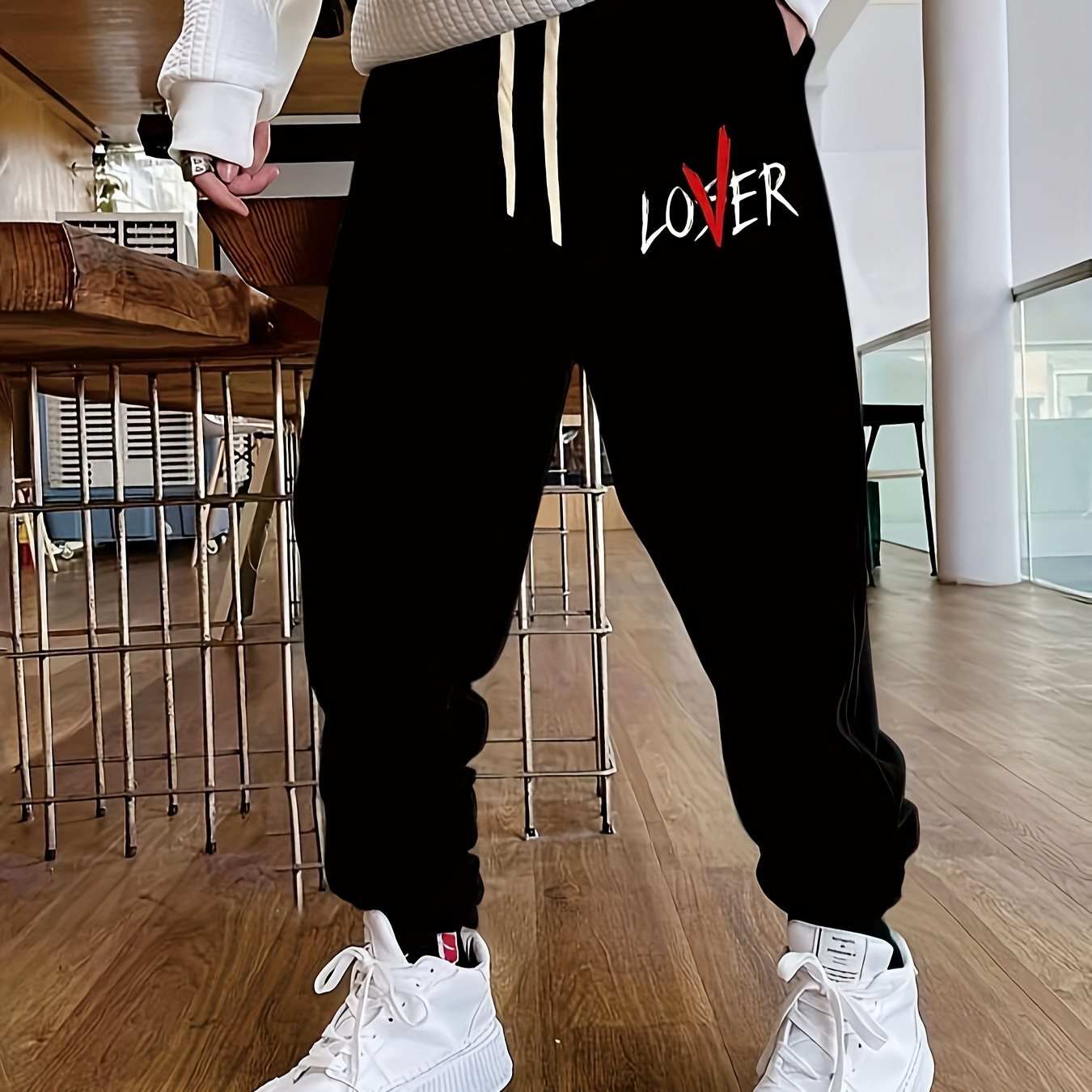 

Lover Print Men's Pants Drawstring Sweatpants Loose Casual Trousers For Spring Autumn Running Jogging