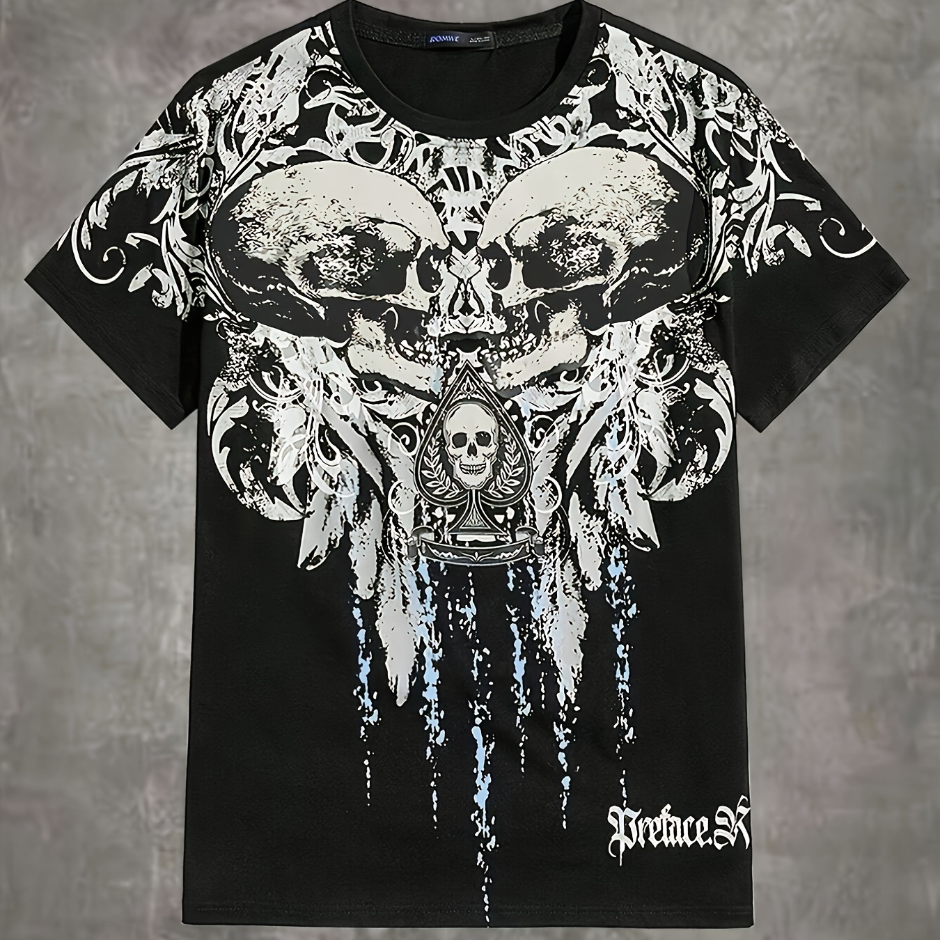 

Skeleton Skull Pattern Crew Neck And Short Sleeve T-shirt, Novel And Stylish Comfy Tops For Men's Summer Street Wear