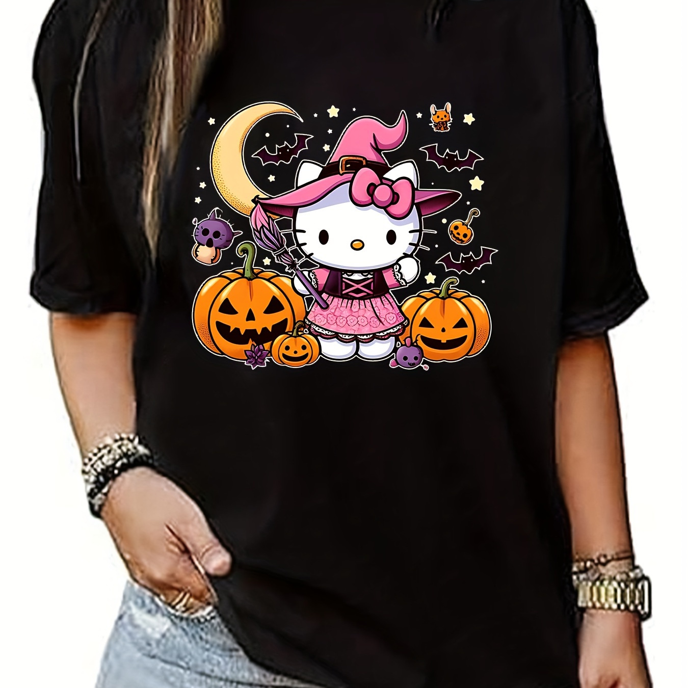 

Sanrio Authorized Hello Kitty 3d Printed T-shirt For Men And Women Kuromi Adult T-shirt T-shirt Cartoon Cute Sports T-shirt Round Neck T-shirt Graphic T-shirt B 220g