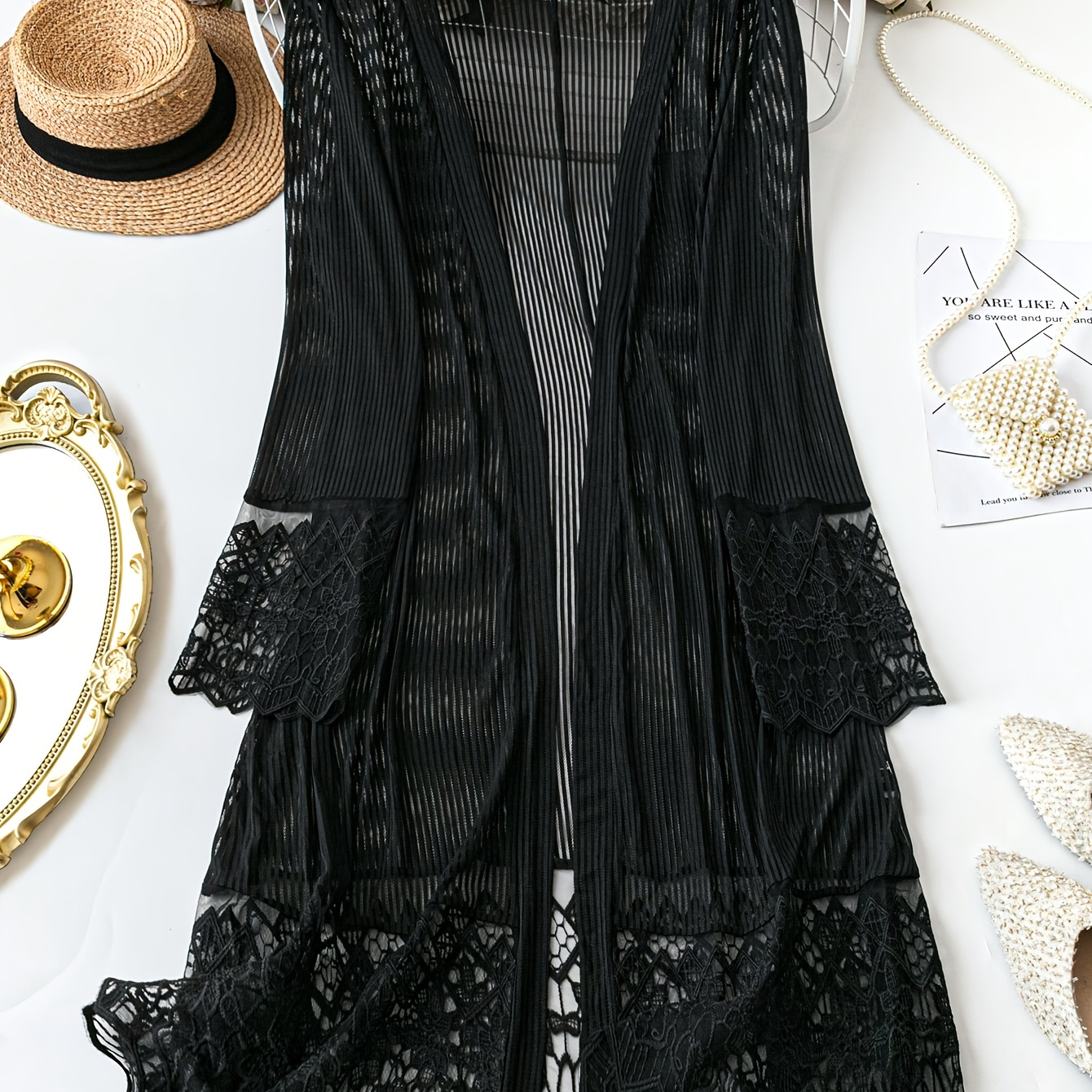 トップス antipast lace cardigan black Antipast Black Navy Wool Cotton Lace Knit Cardigan – Baby