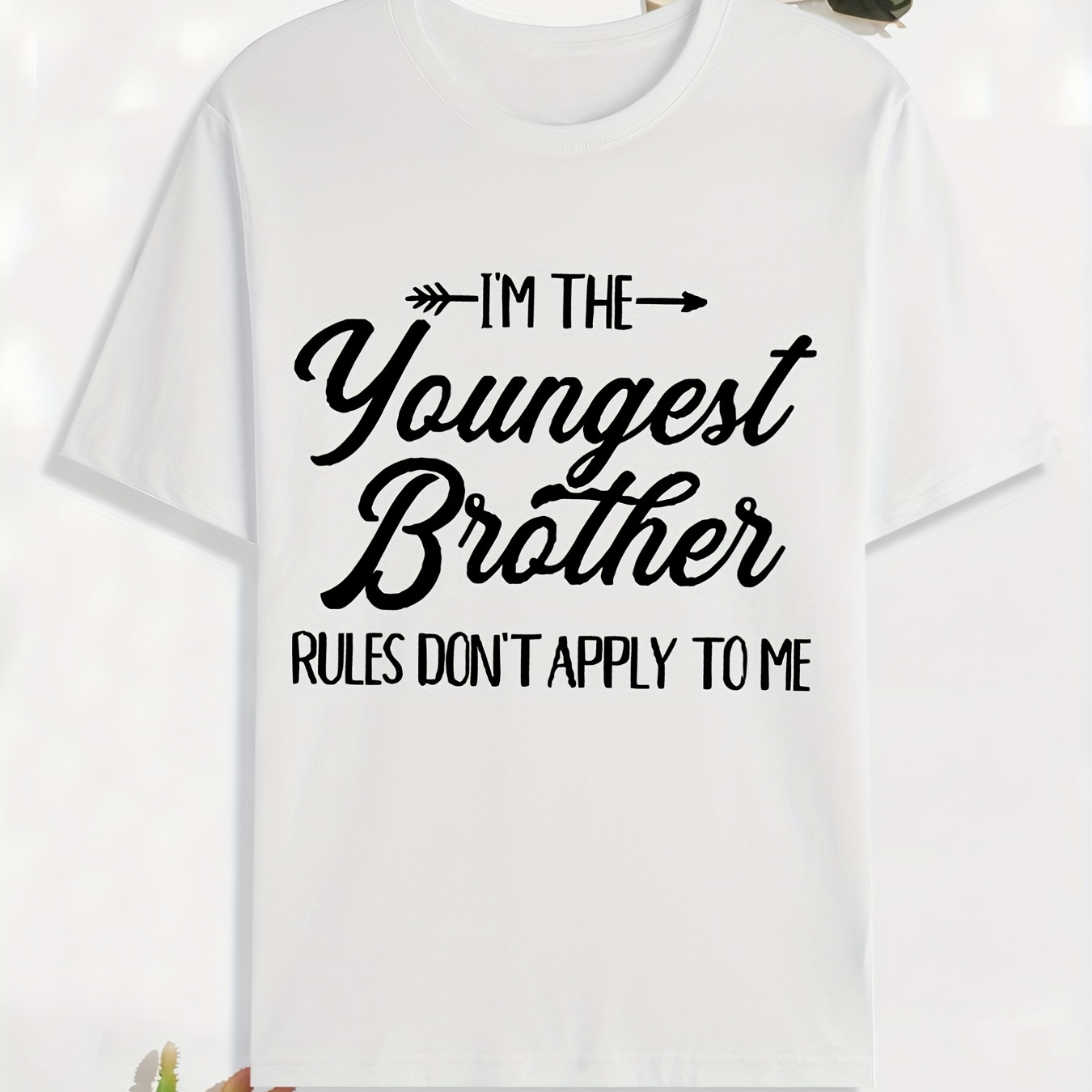 

''youngest Brother'' Print, Men's Summer Graphic T-shirt, Casual Comfy Tees