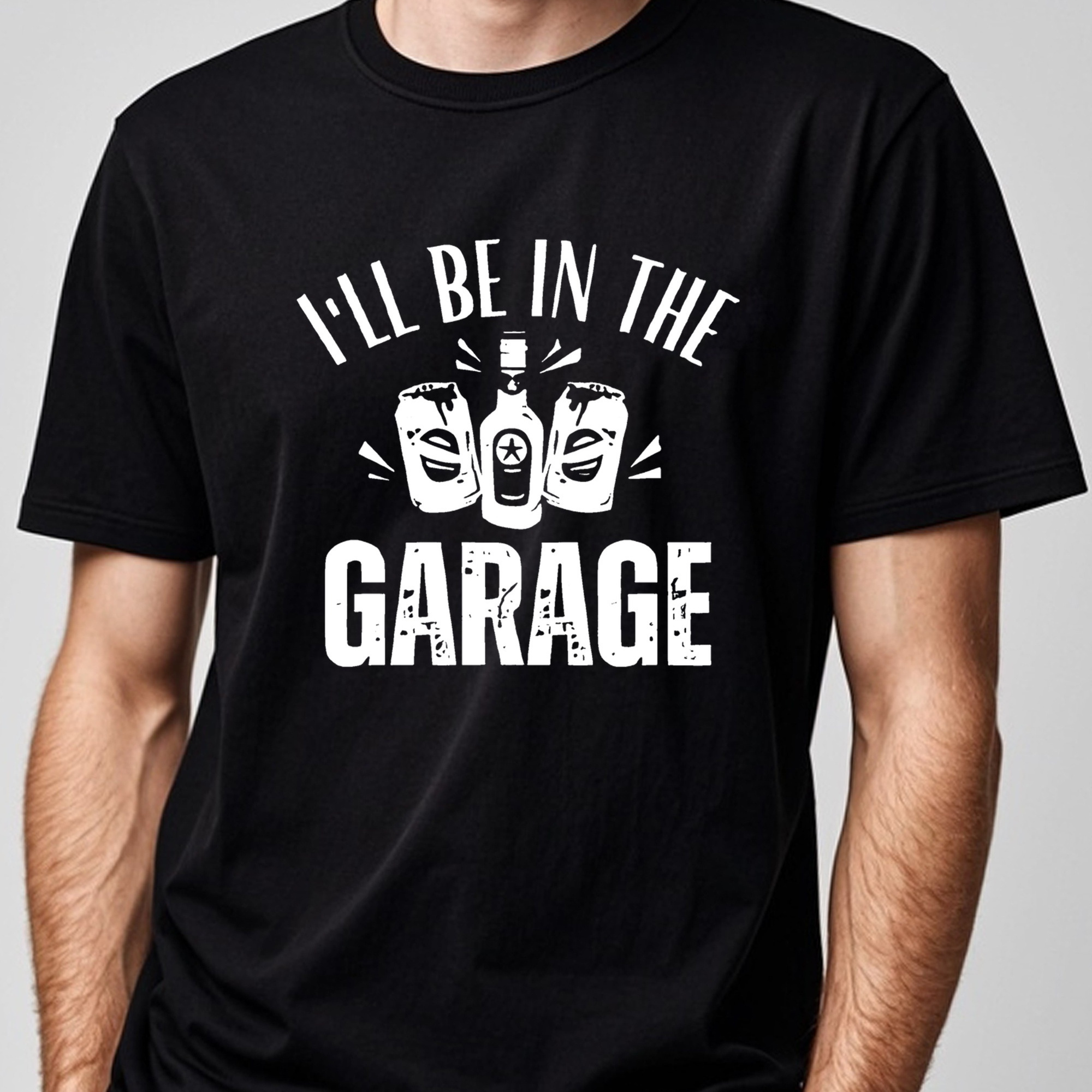 

I'll Be In The Garage Black T Shirts For Men Graphic Tee Funny Cotton Crew Neck Soft 100% Cotton Men Stylish T Shirts Running Weekend Casual Breathable Quick-dry 4 Seasons