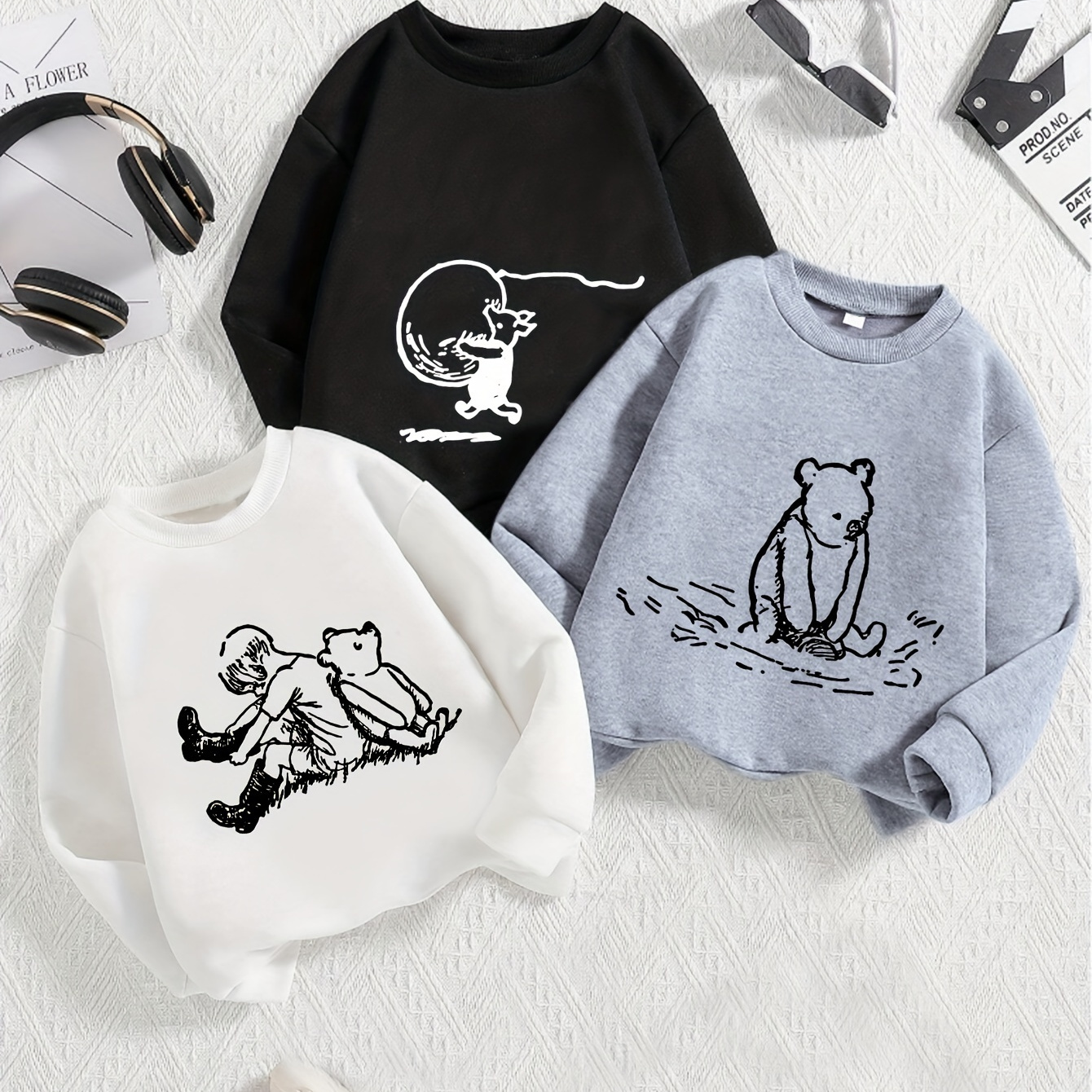 

Boy's Cartoon Printed 3-piece Set: Long Sleeve Round Neck Tops, Fall/winter