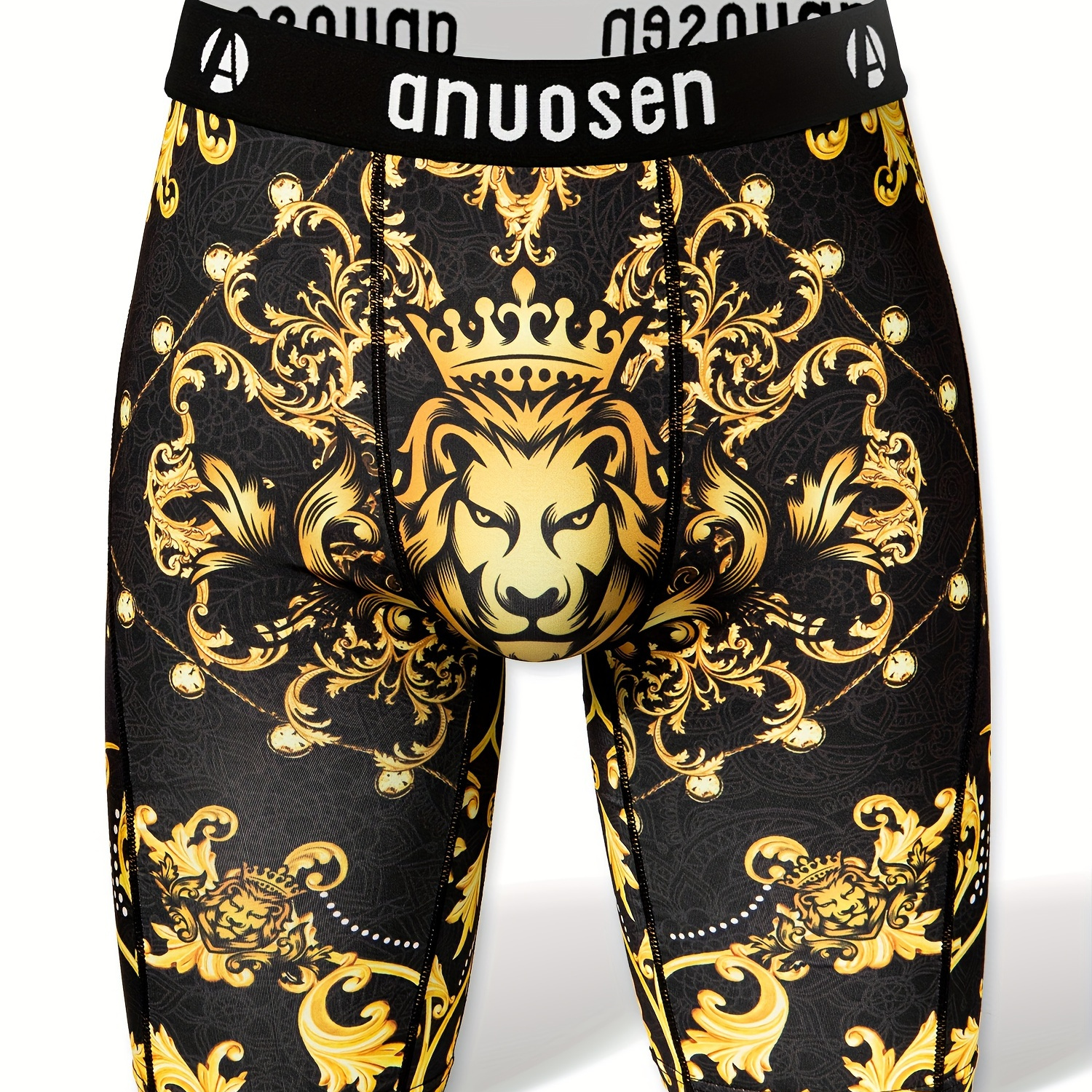 

Lion Pattern Men' Skinny Long Boxer Briefs Shorts, Breathable Comfy Quick Drying Stretchy Boxer Trunks, Sports Trunks, Swim Trunks For Beach Pool, Men's Novelty Underwear