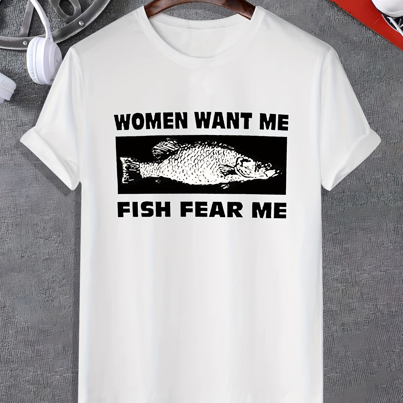 Women Want Me Fish Fear Me Fishing Men's Graphic T-Shirt, Royal, Medium