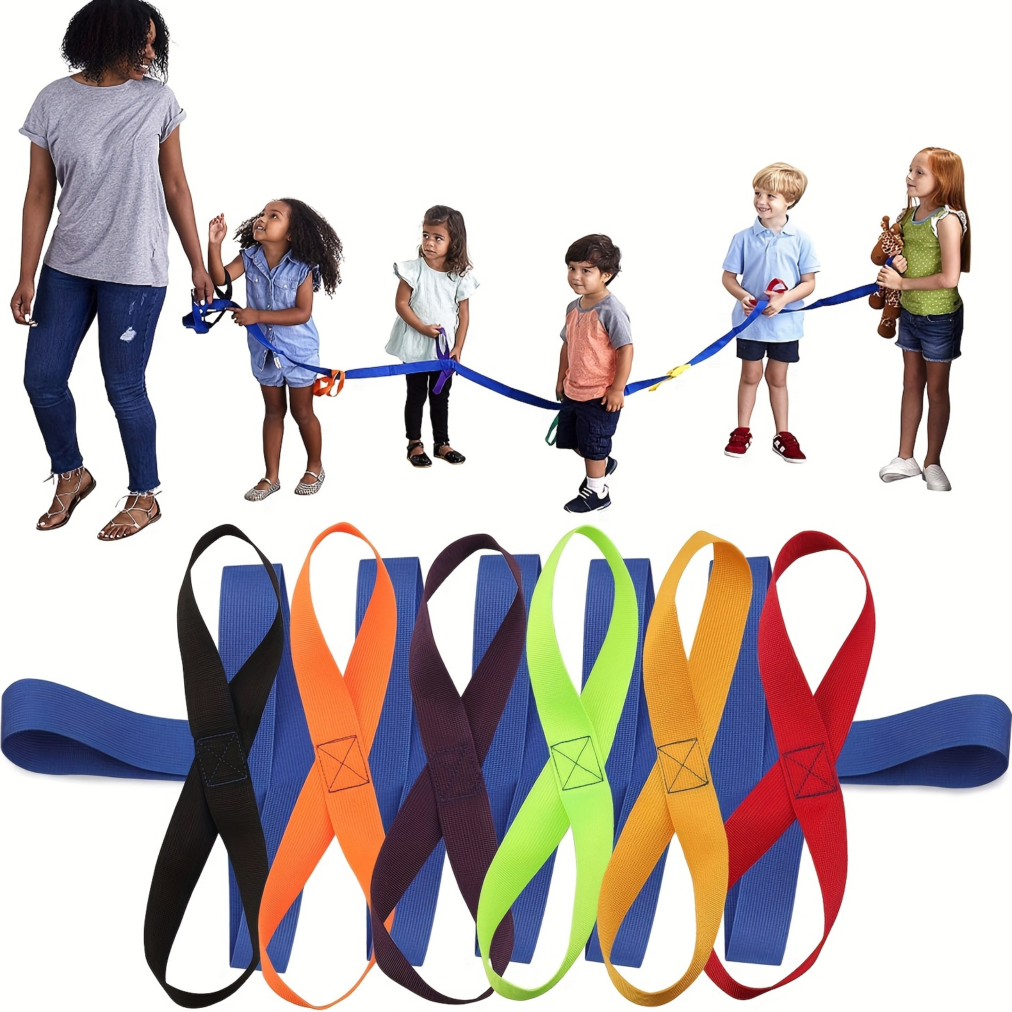 1set Children Safety Walking Rope With 12 Colorful Handles Outdoor Safety  Daycare Rope For Preschool Daycare Kindergarten School Kids Children (Blue)