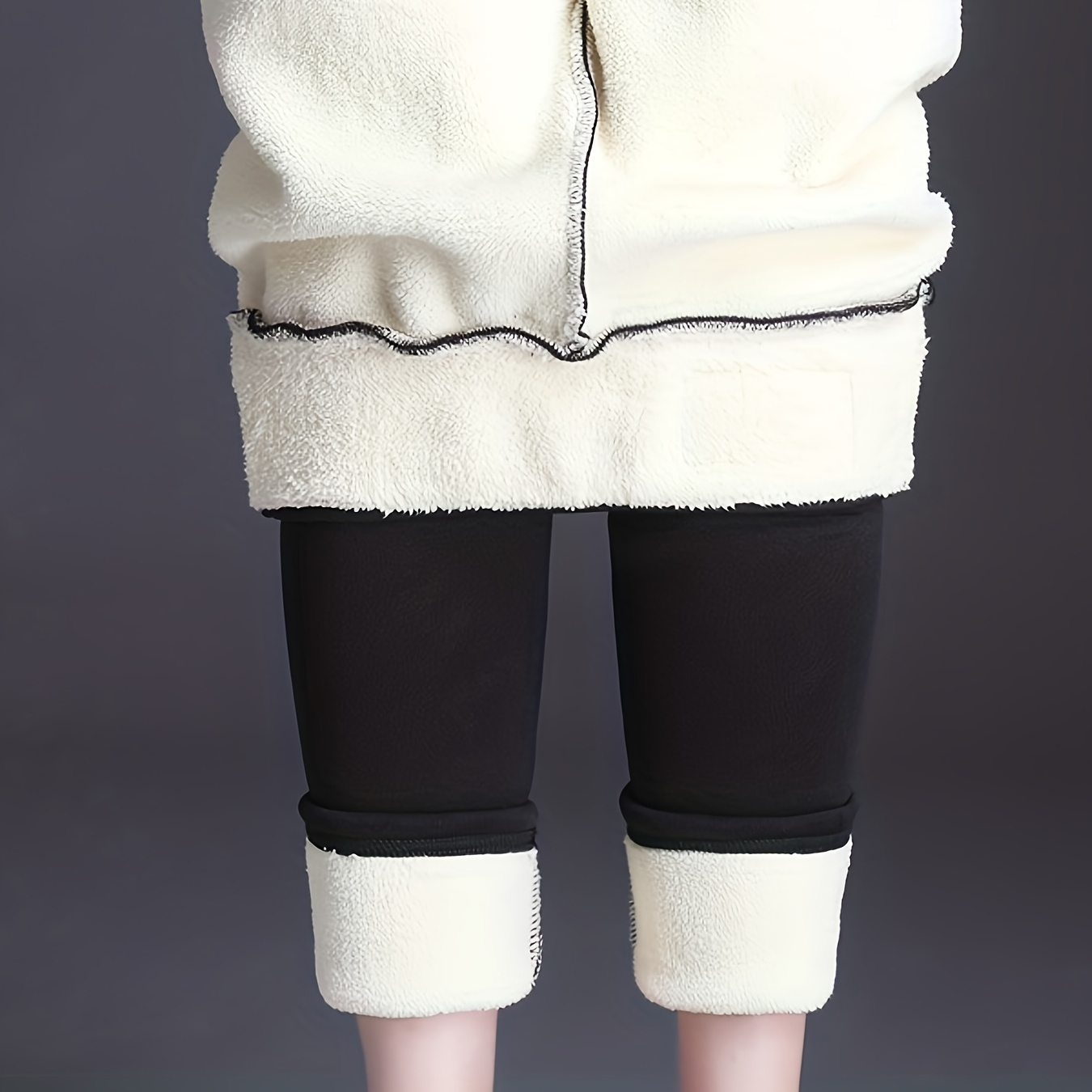 

Winter Fleece Warm Leggings, High Stretch Solid Color Fitness Tight Pants, Women's Activewear