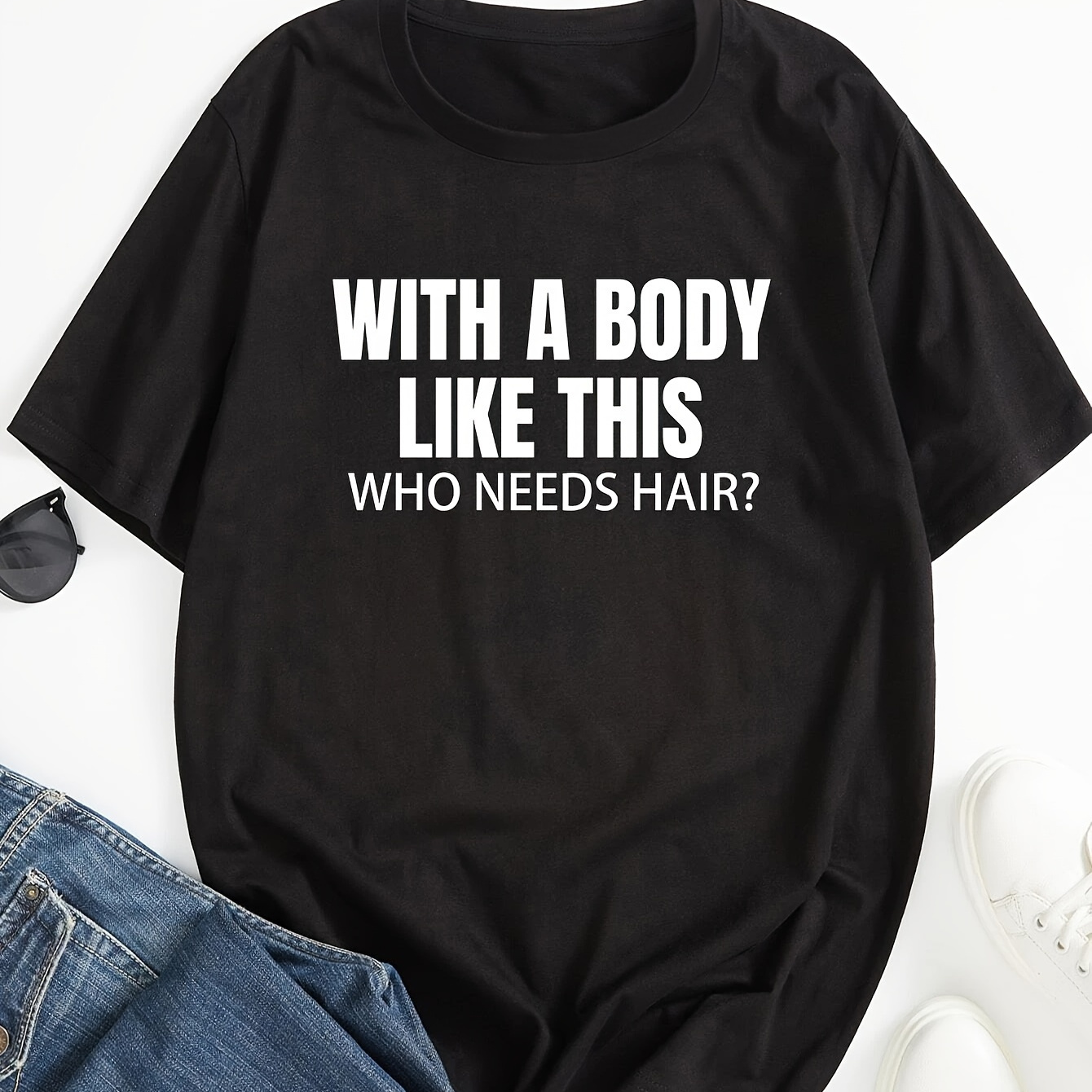 

Men's Trendy A Body Wuo Needs Hair Printed Shoulder T-shirt