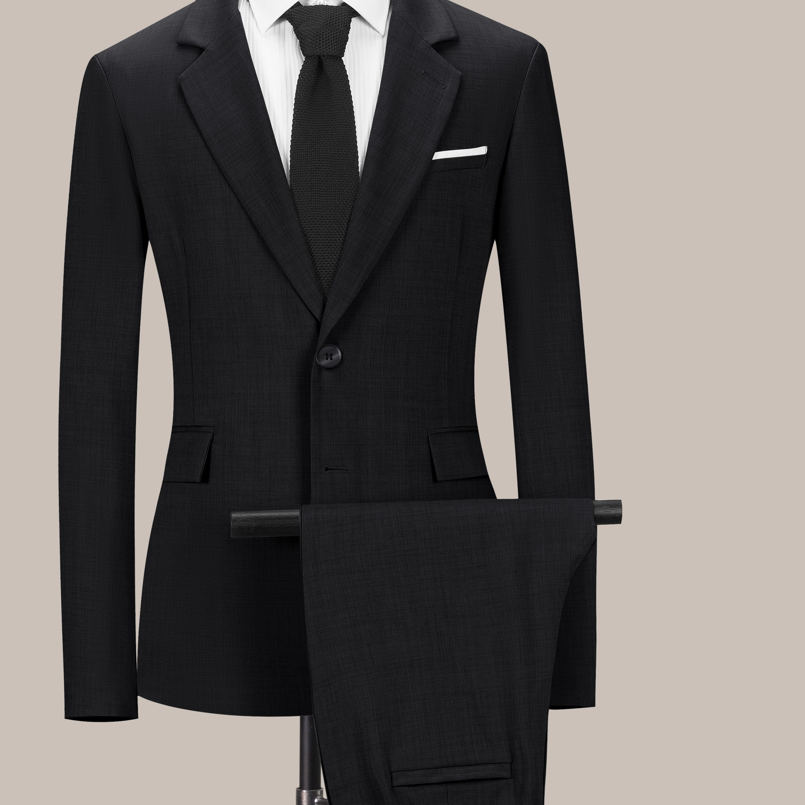 

Men' Color Turned Collar Slim Fit Suit Two-piece Set With Nine-fit Suit Pants