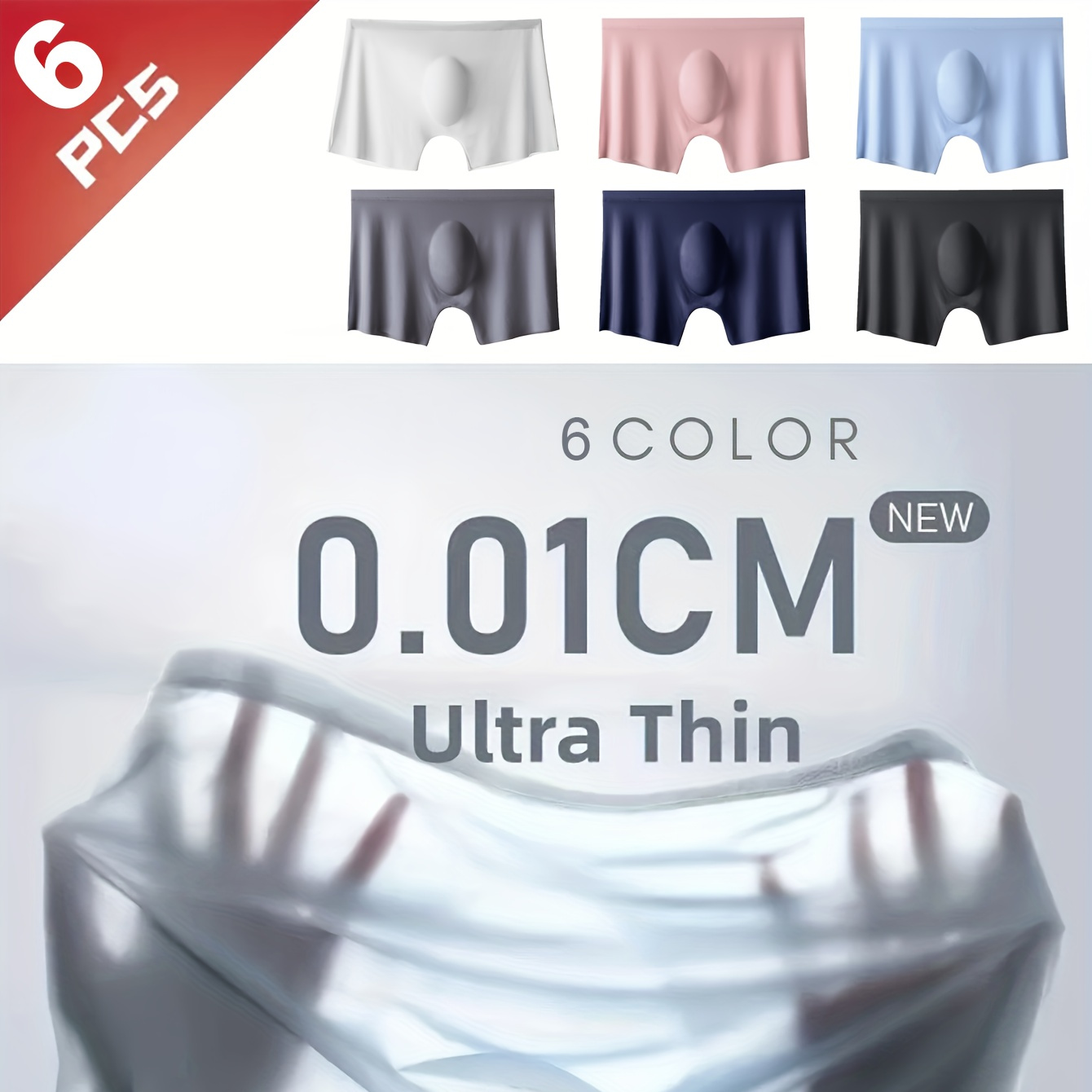 

6pcs Boxers Couture pour Hommes - Ultra-Fins, Respirants & en Mélange de Nylon, Couleur Unie, Ajustement Extensible