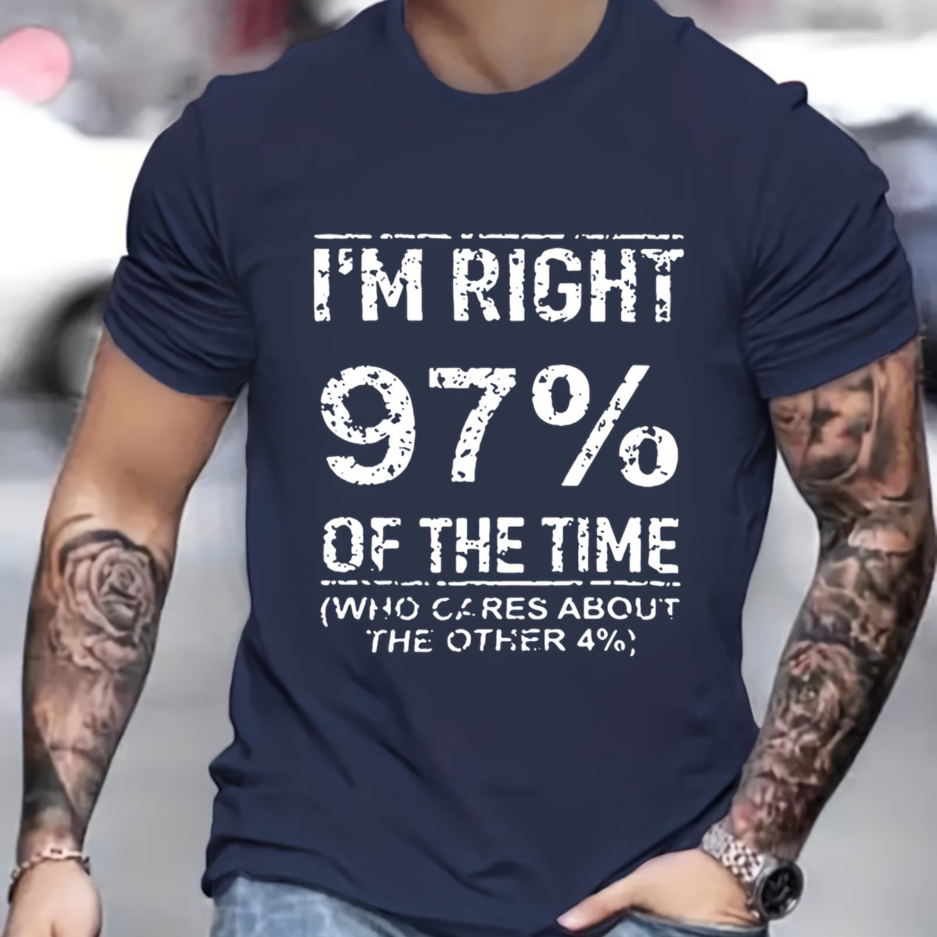 

Funny I'm Right Pattern Print Men's Comfy T-shirt, Graphic Tee Men's Summer Clothes, Men's Outfits