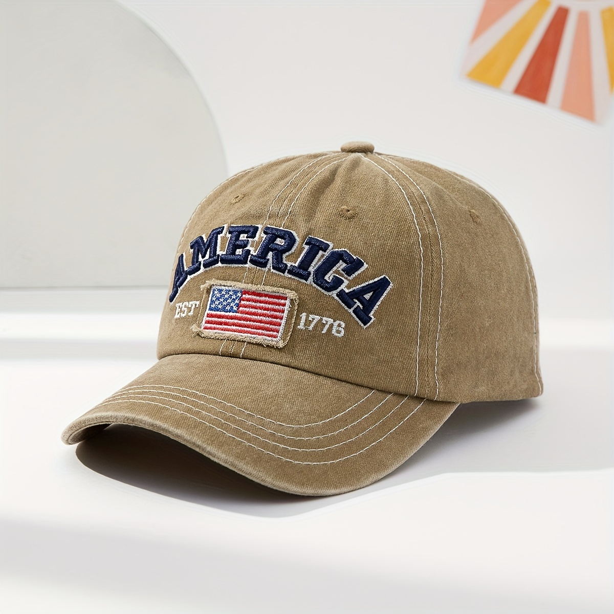

Europe And The United States Style Embroidered National Flag Lettered Baseball Fashionable Casual Sun Hat