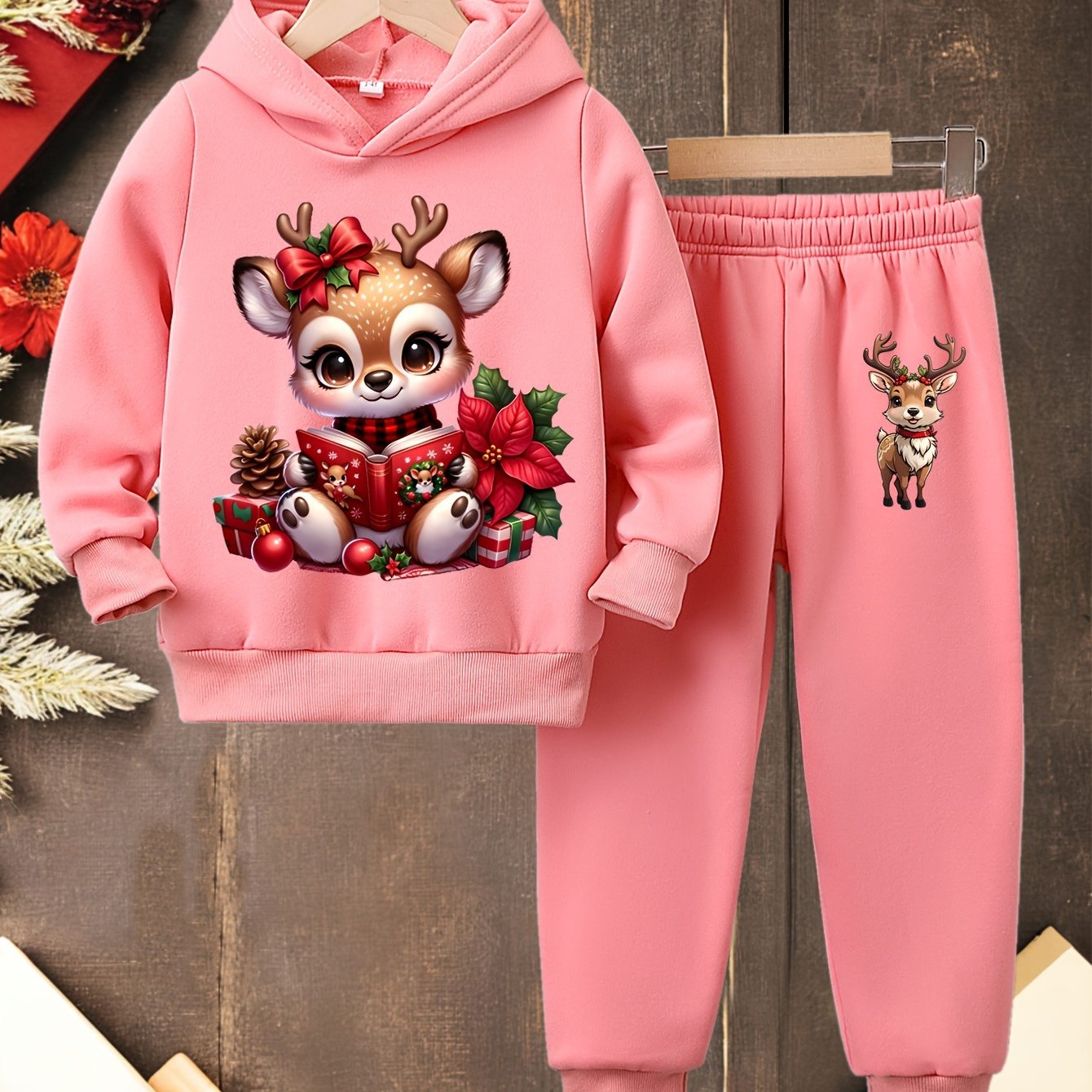 

' Christmas And Set, Pullover Long Sleeves, Knit Sweatshirt And Pants Outfit, Fit, , , For