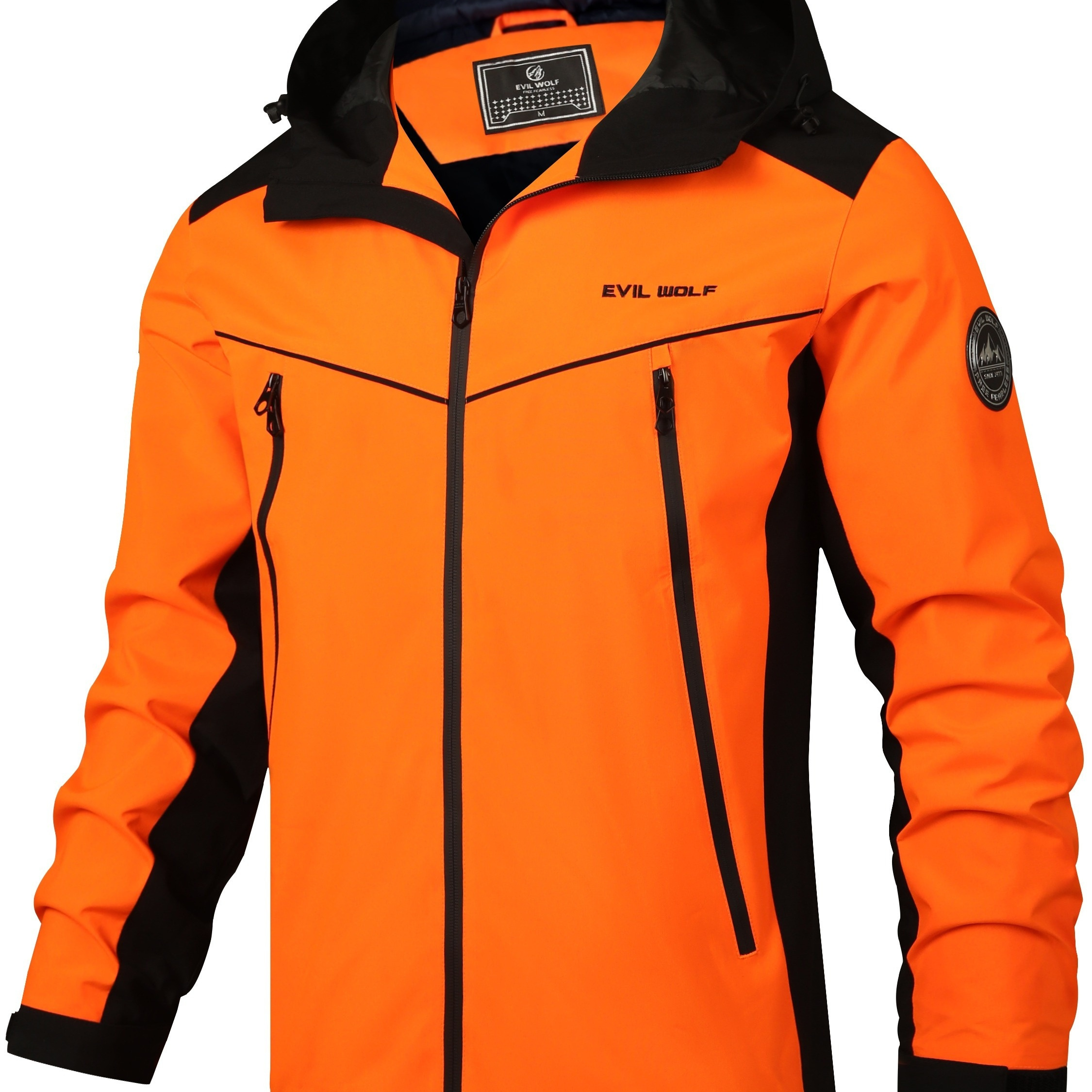 

Men's Color Blocking Hooded Mountaineering Jacket, Casual Windproof Anti-splashing Outdoor Clothes