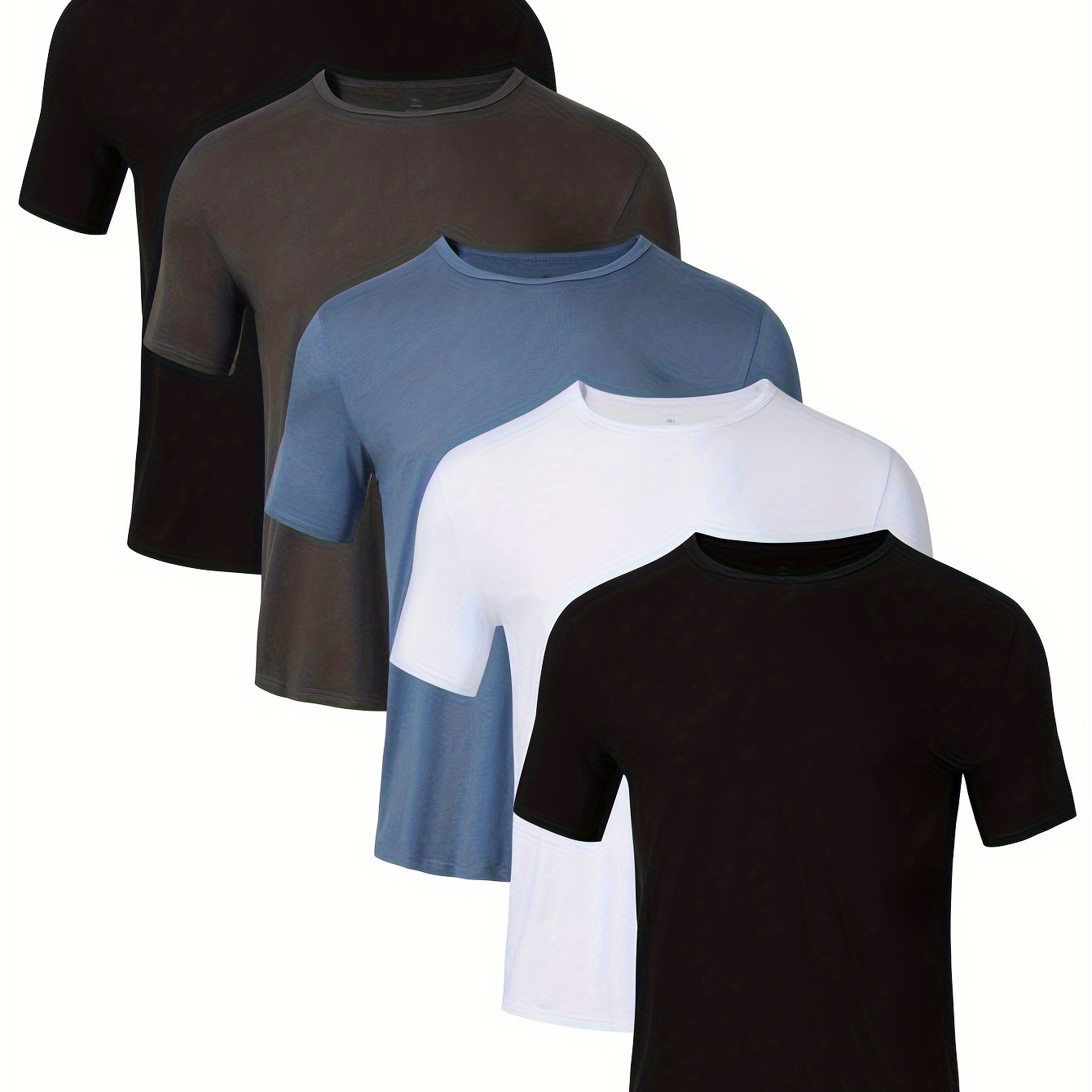 

5pcs 100% Cotton Men's Breathable T Shirts, Comfy Casual Solid Color Tees Outdoor, Men's Summer Clothes,men's Undershirts Tops