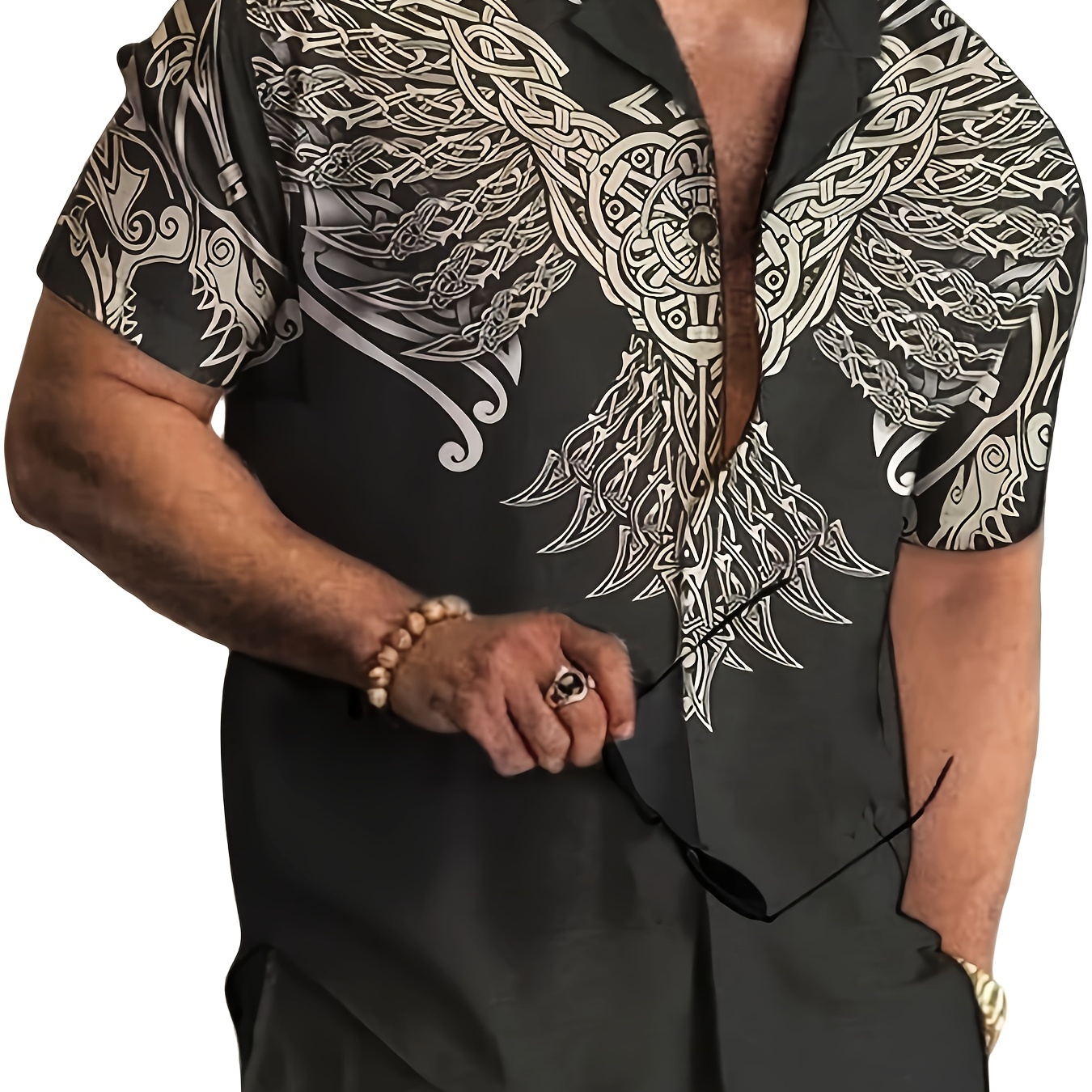 

Plus Size Men's Cool Creative Pattern Graphic Print Shirt For Summer