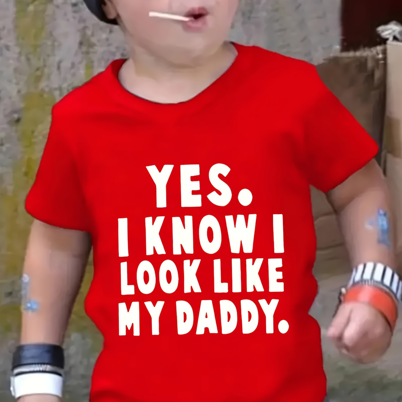 

Yes I Know I Look Like My Daddy Letter Print T-shirt, Tees For Boys, Casual Short Sleeve T-shirt For Summer Spring Fall