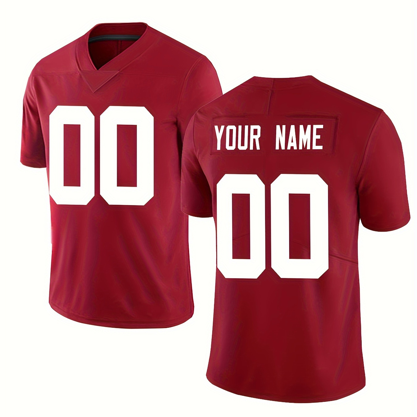 

Men's Personalized V-neck Football Jersey, Embroider Customized Name & Number, Classic Football Top For Summer Sport