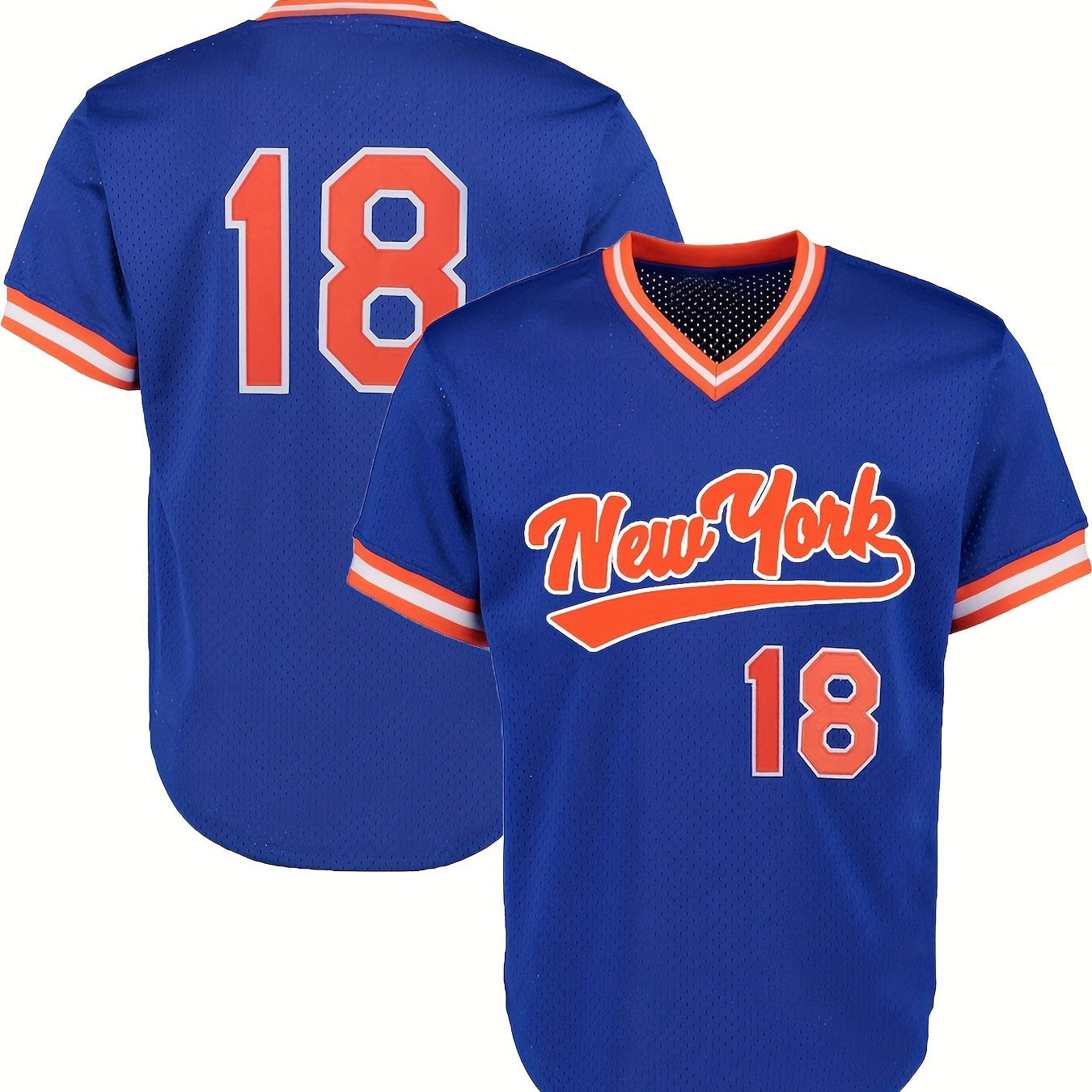 

Men's Plus Size #18 Embroidered Baseball Jersey, Casual Athletic Loose Fit T-shirt, Breathable Pullover, Sportswear Top