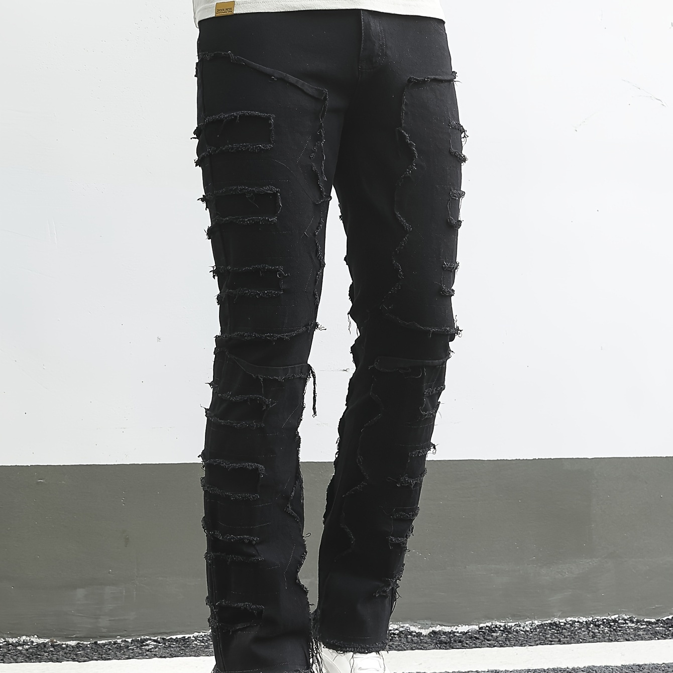

Men's Stylish Jeans With Creative Tassels, Casual Street Style Medium Stretch Denim Pants