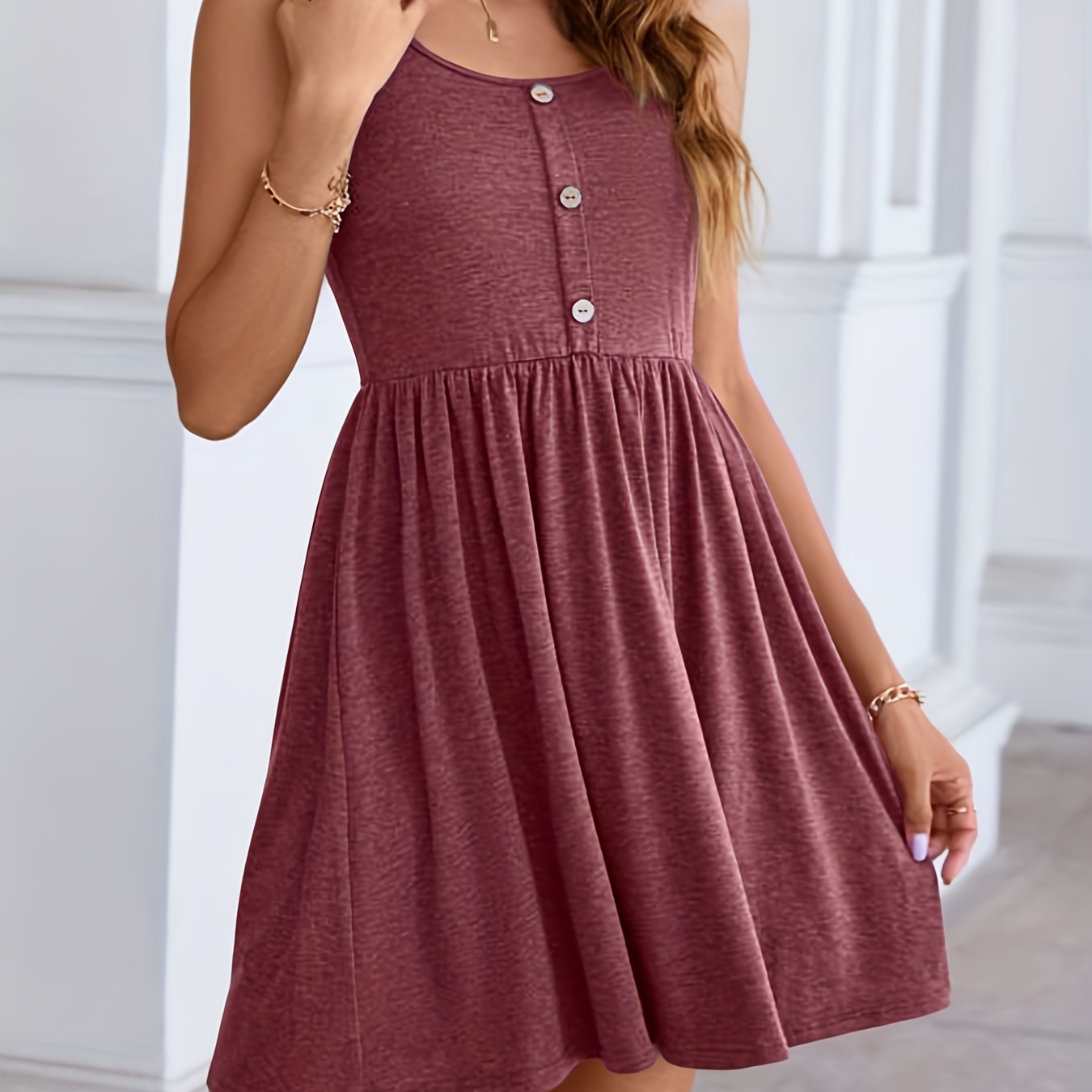 

Sleeveless Tank Dress, Solid Casual Dress For Summer & Spring, Women's Clothing