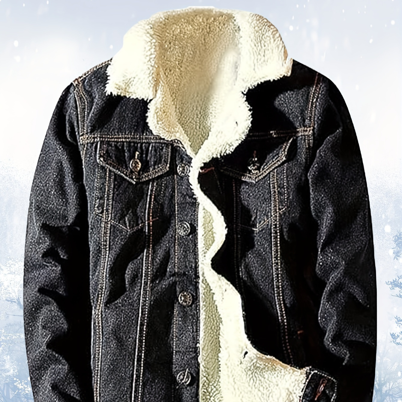 Herren Jeansjacke Mit Kunstfell-Futter – Western-Style Slim Fit Für Jeden Tag