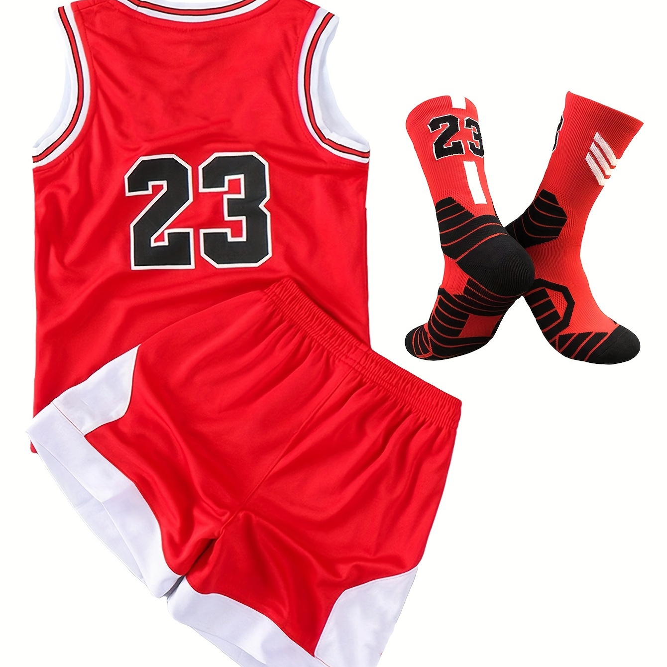 

Boys Girls Basketball Jersey Sets Lightweight Basketball Tank Shorts Stockings 3pc