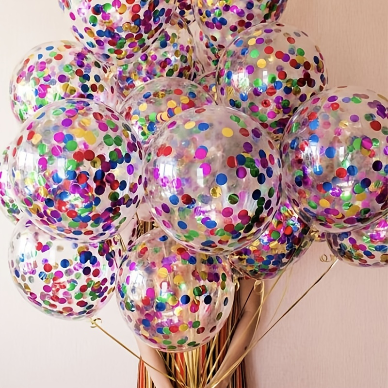 

10pcs Colorful Confetti Balloons - 12 Inch Transparent Sequin Balloons For Birthday, Festival, And Celebration Decorations