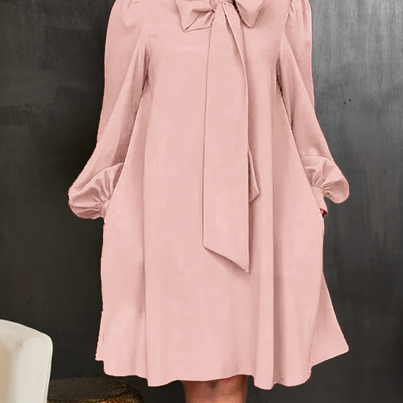 

Spring Ladies Fashion New Elegant Style Long Sleeve Bow Tie Dresses