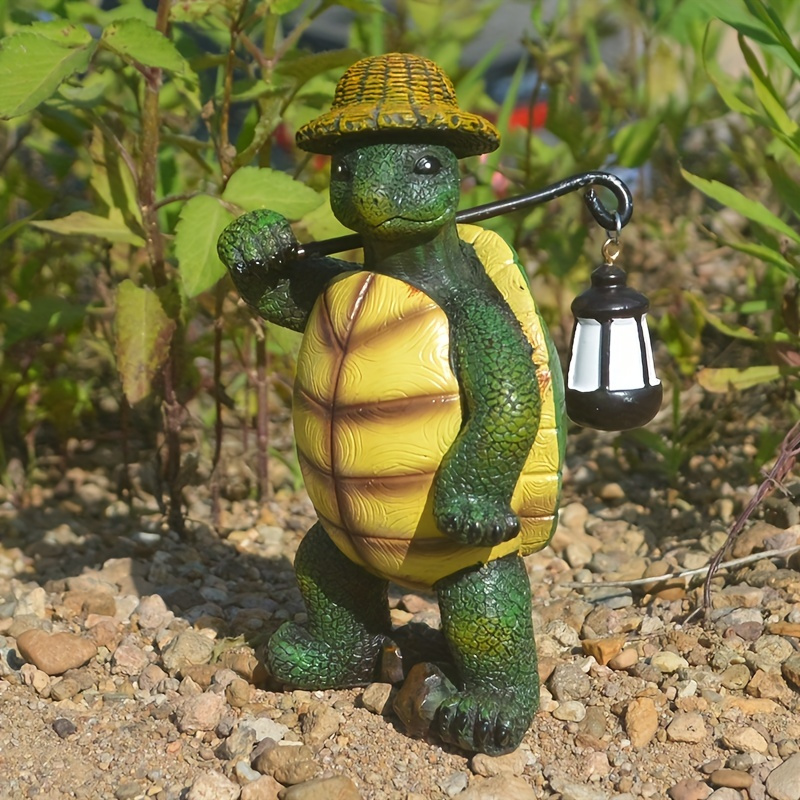 

Unique Hand-painted Turtle And Straw Hat Statue - Perfect For Home Garden Decorations, Patio Yard Lawn Ornaments, And Gifts!