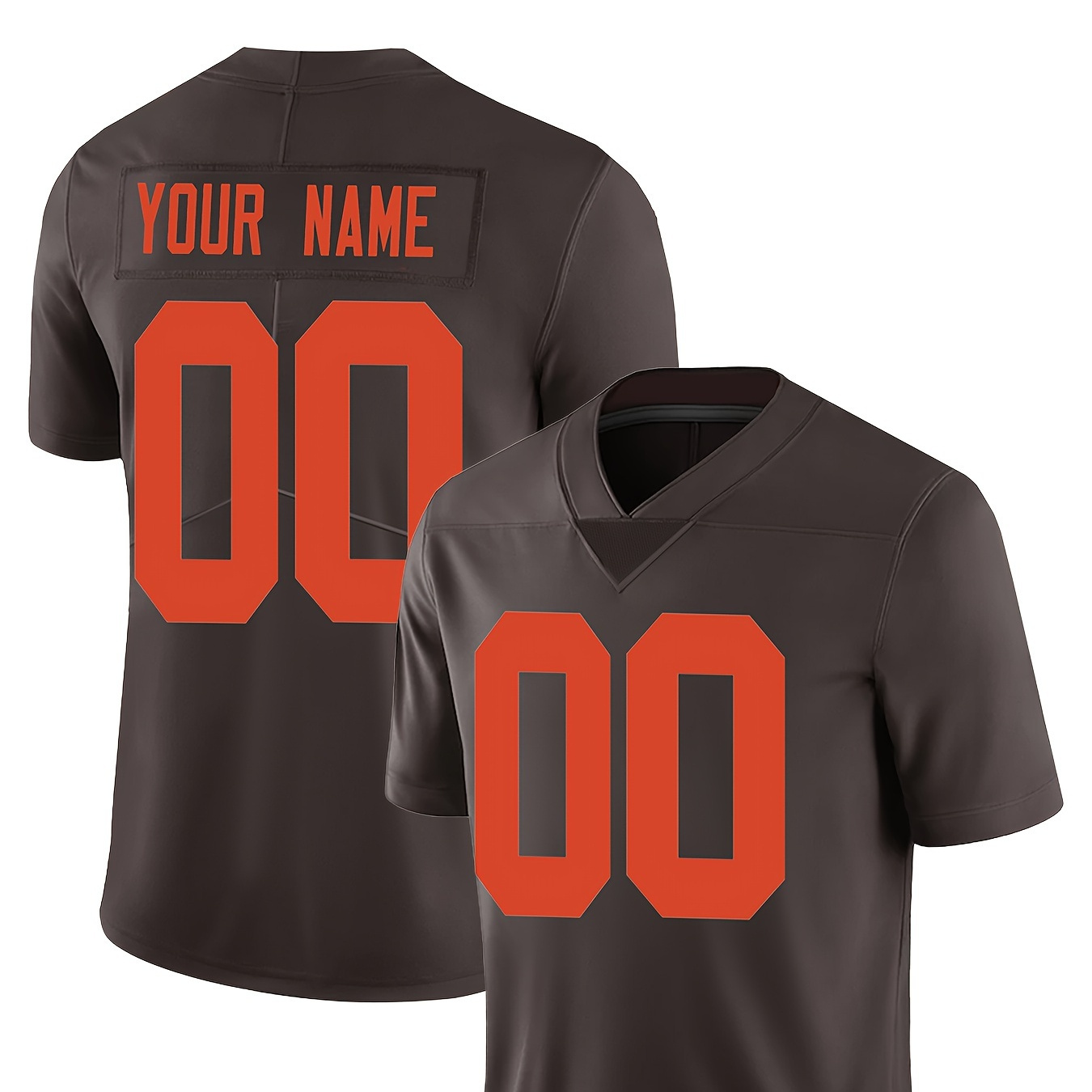 

Personalized Name And Number Embroidery Men's Short Sleeve Loose V-neck American Football Jersey, Retro Style Rugby Jersey For Summer Training