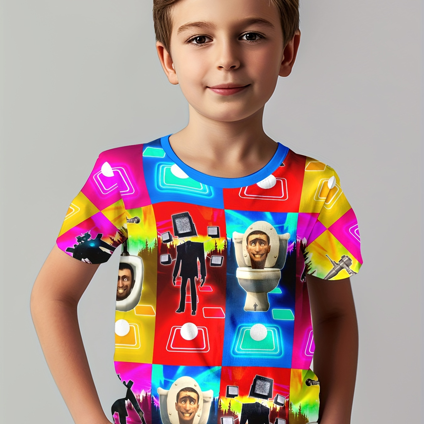 

Funny Toilet Man 3d Print Boy's Leisure Sports T-shirt - Comfortable Summer Outdoor Clothing