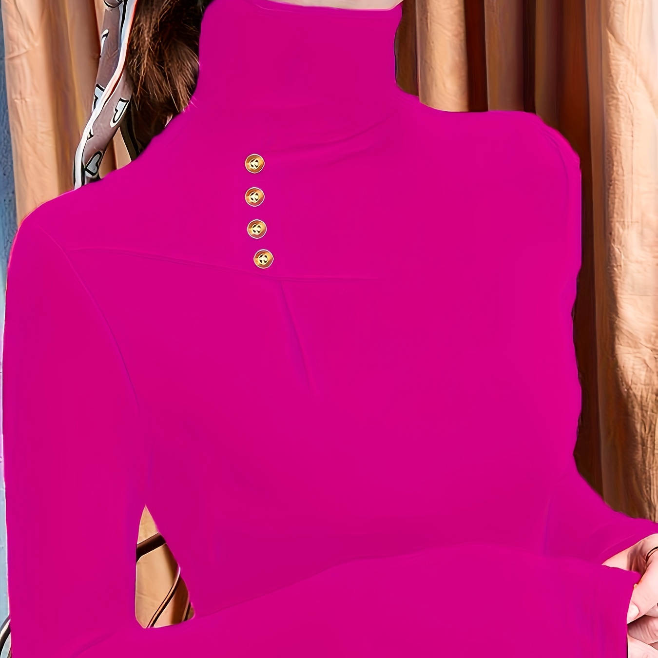 

Winter Velvet-lined High Neck Top For Women | Sexy Solid Color High Collar Knit Blouse | 95% Polyester 5% Spandex Fitted T-shirt | Warm Stretch Long Sleeve Base Layer