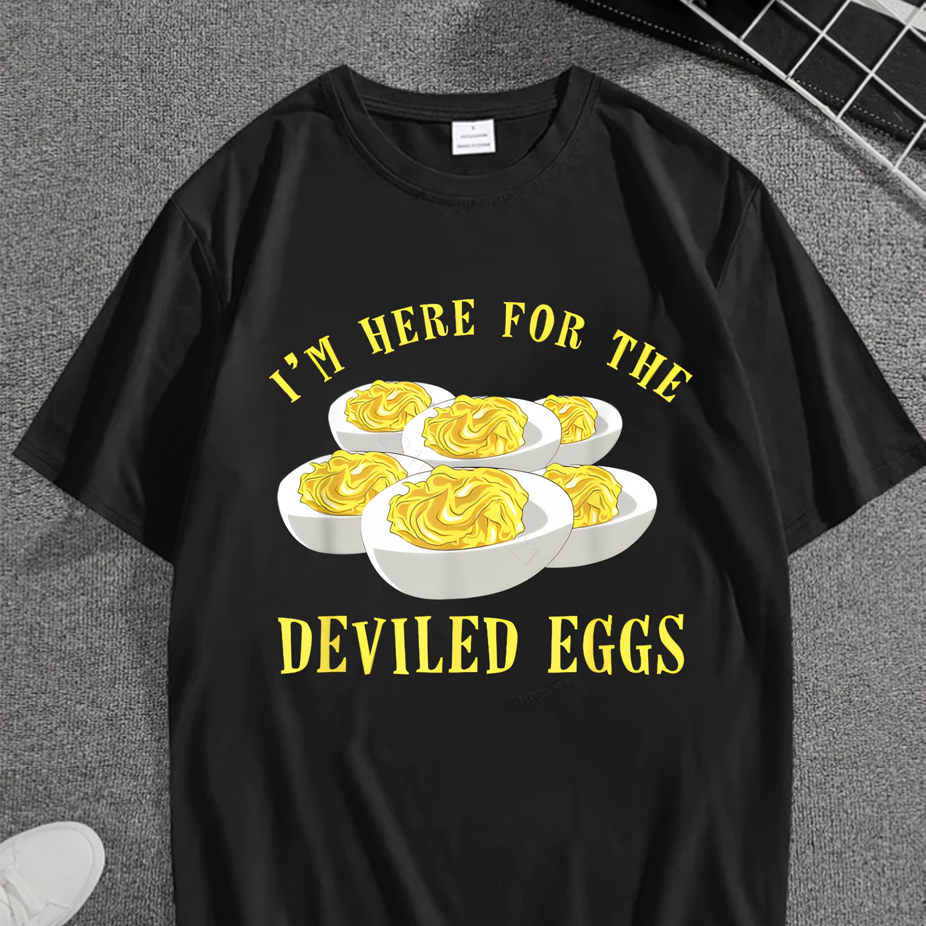 

1pc T-shirt Deviled Egg Graphic - Fit, , Tee - Printed, Top For